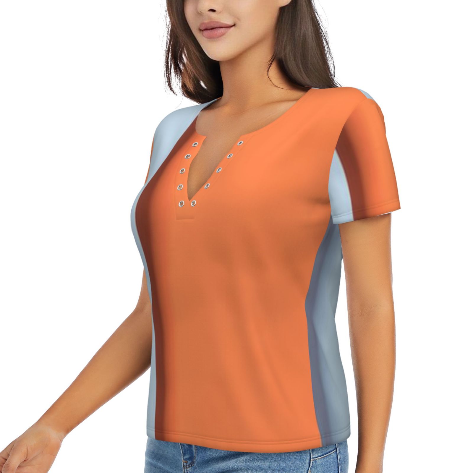 Women's Sexy Deep V Neck Short Sleeve T-Shirt