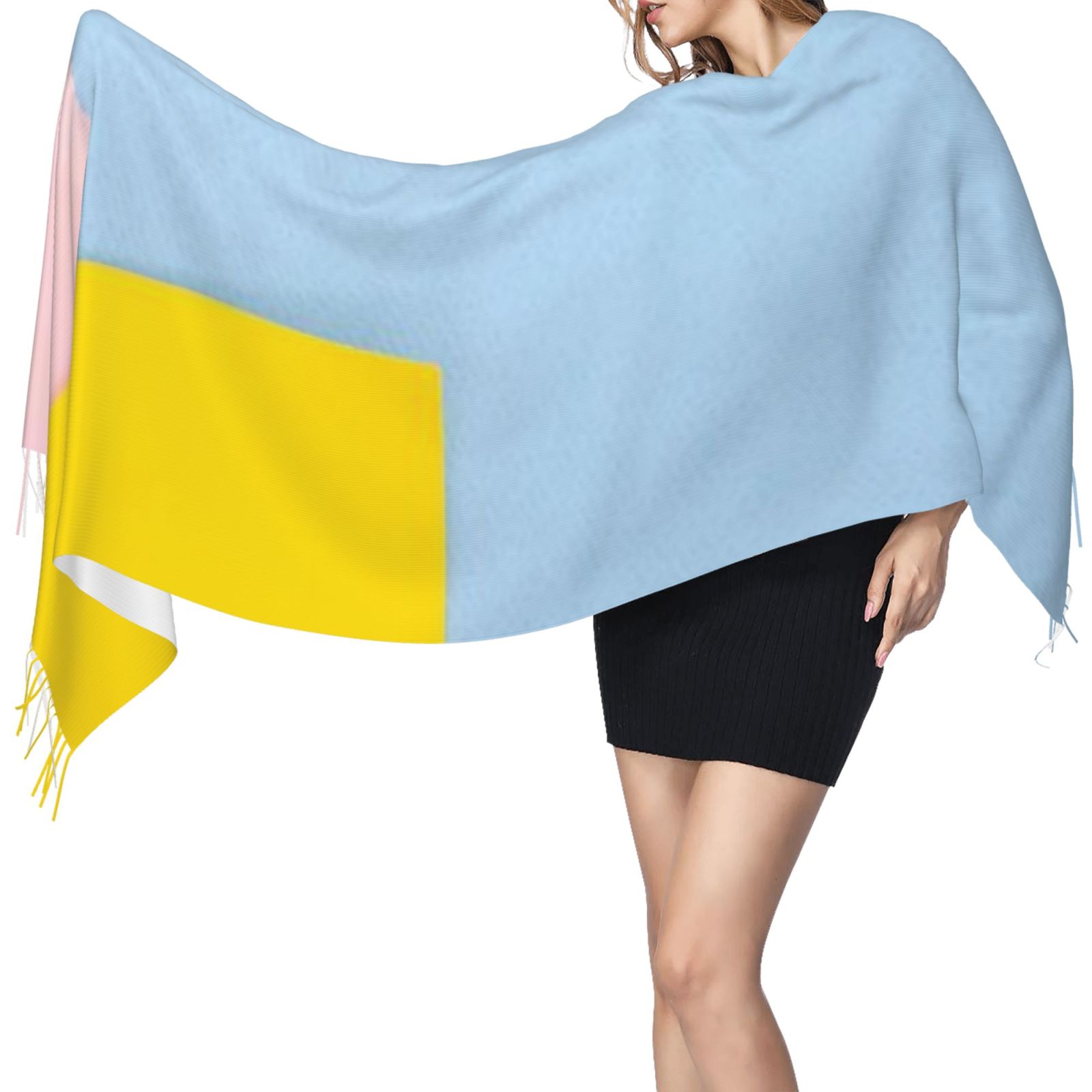 Faux Cashmere Warm Tassel Scarf (Vertical)