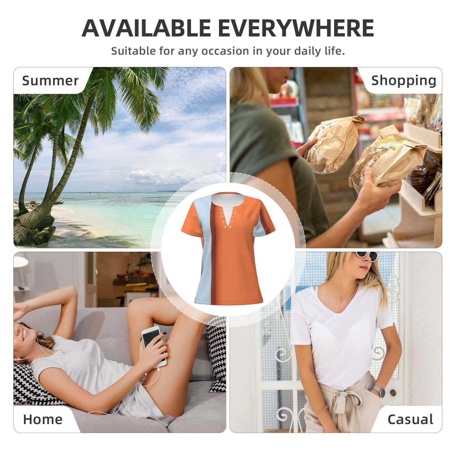 Women's Sexy Deep V Neck Short Sleeve T-Shirt