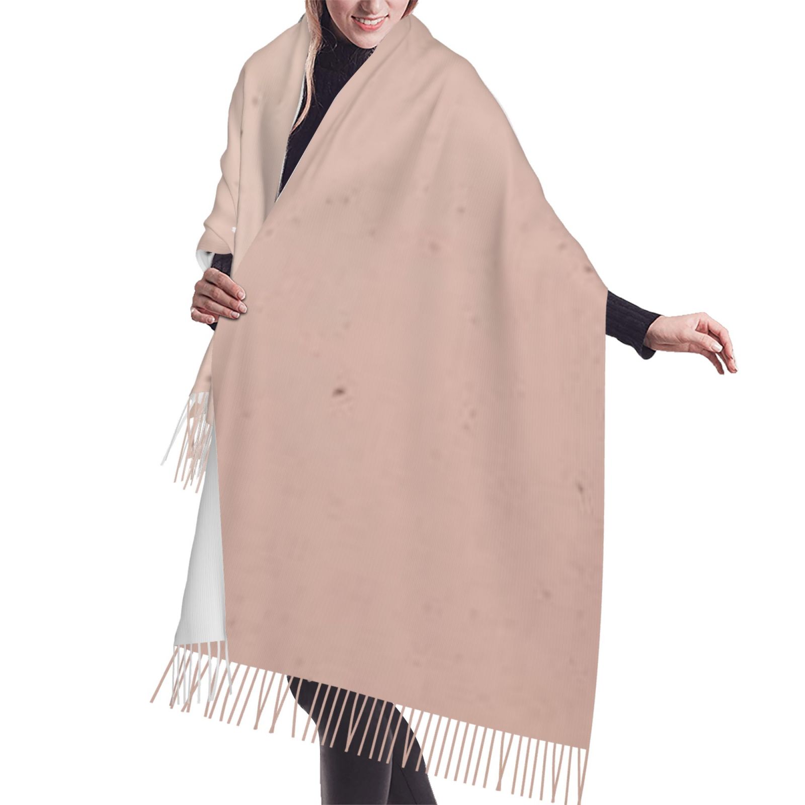 Faux Cashmere Warm Tassel Scarf (Vertical)