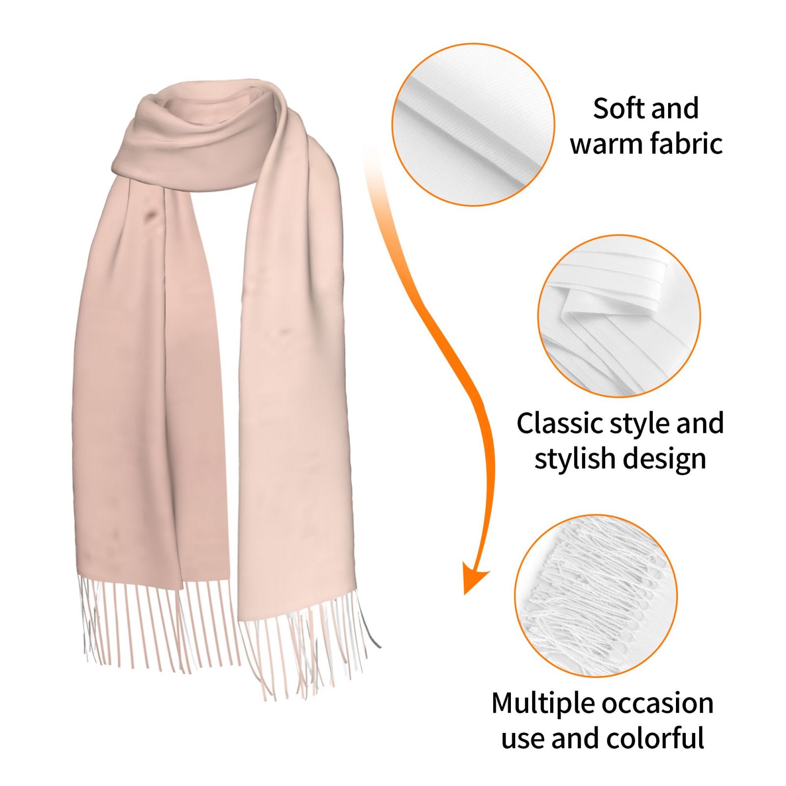 Faux Cashmere Warm Tassel Scarf (Vertical)