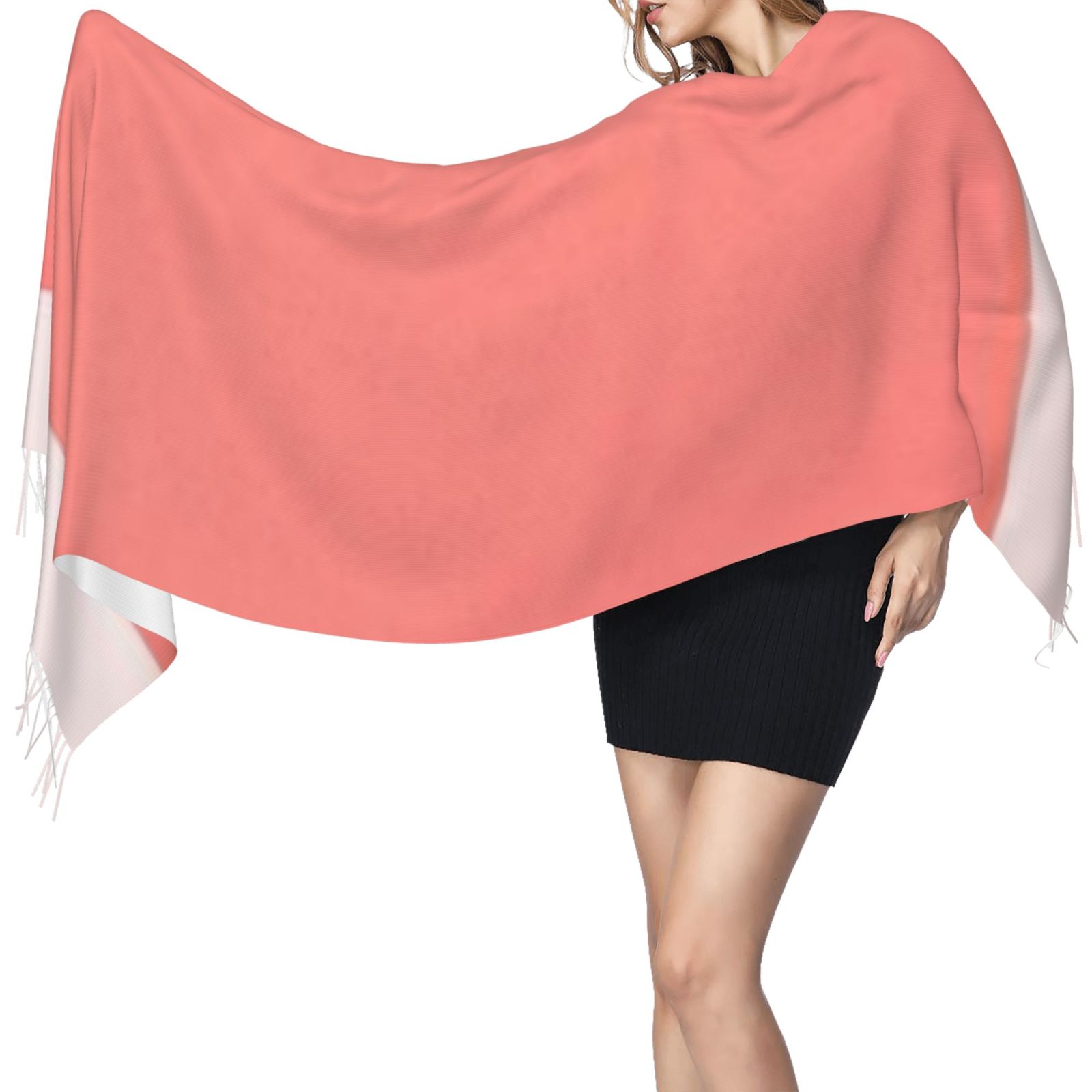 Faux Cashmere Warm Tassel Scarf (Vertical)