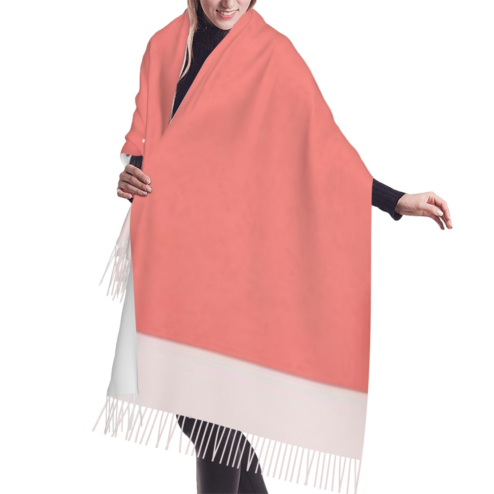 Faux Cashmere Warm Tassel Scarf (Vertical)