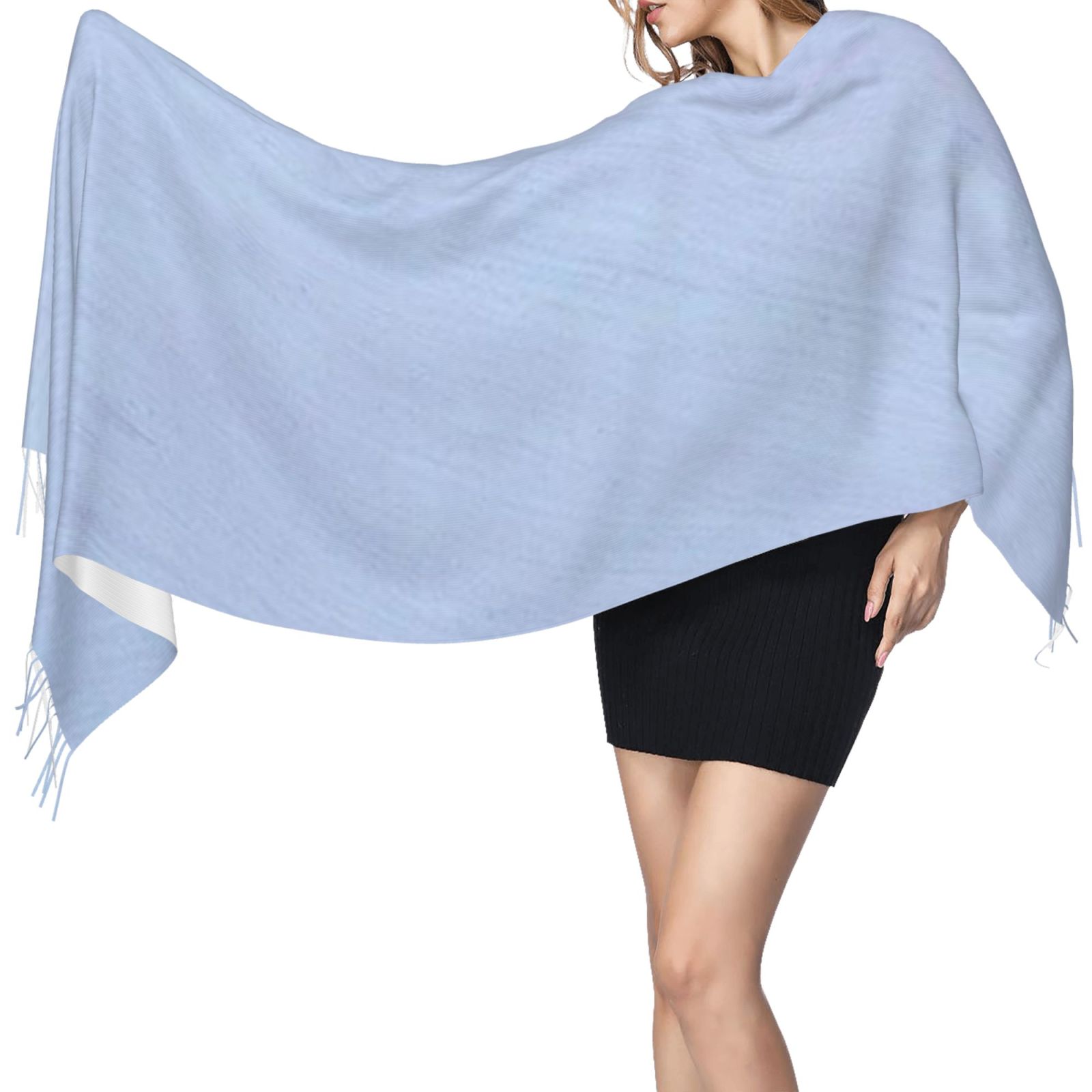 Faux Cashmere Warm Tassel Scarf (Vertical)