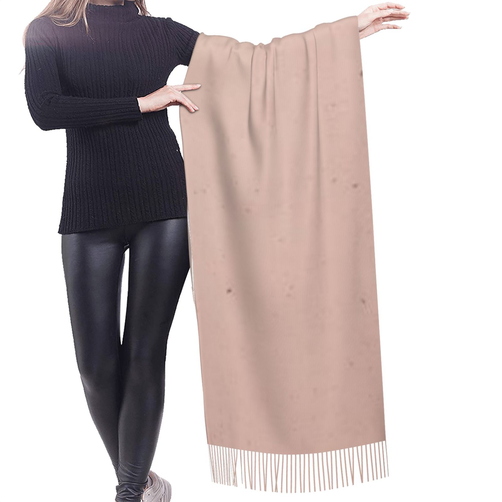Faux Cashmere Warm Tassel Scarf (Vertical)