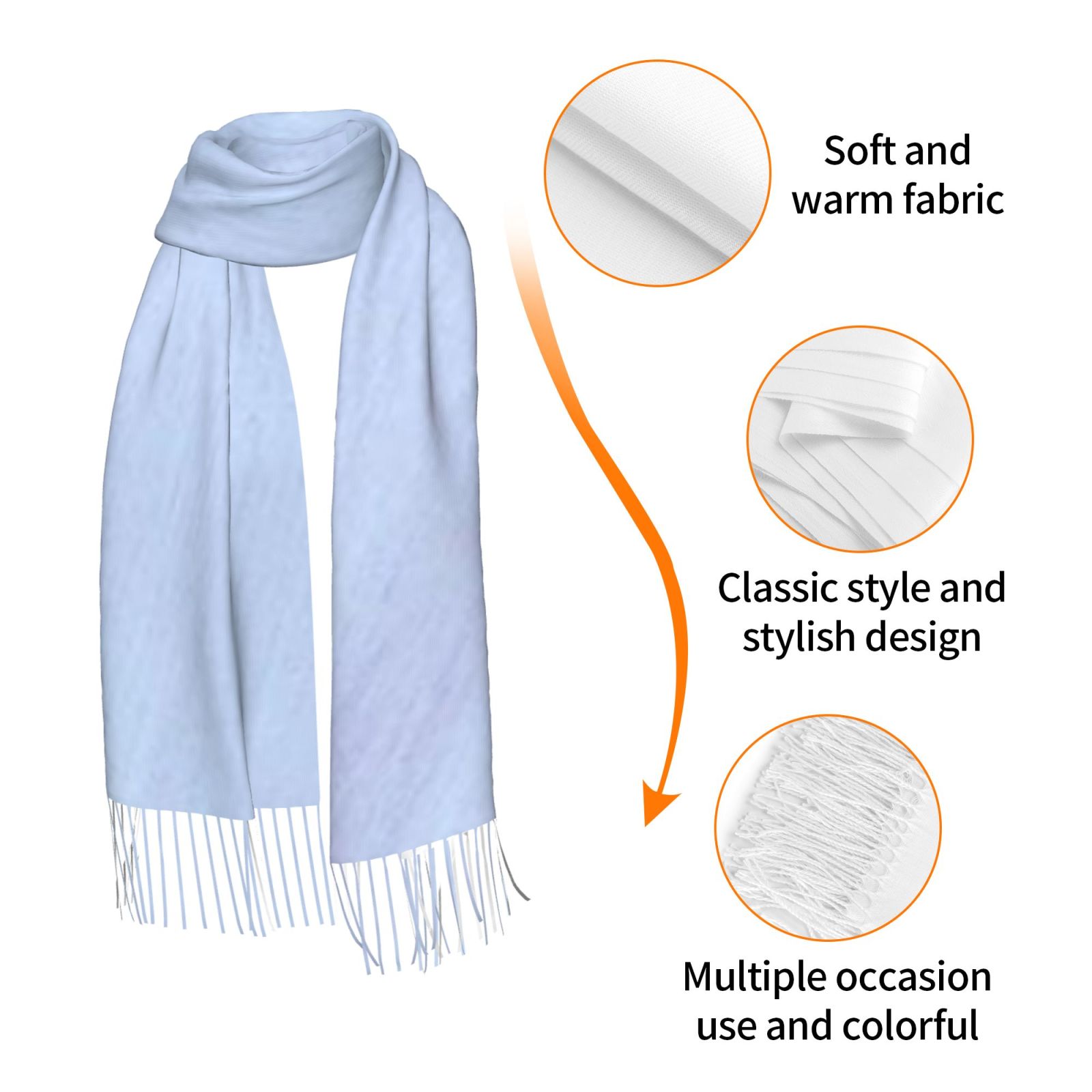 Faux Cashmere Warm Tassel Scarf (Vertical)