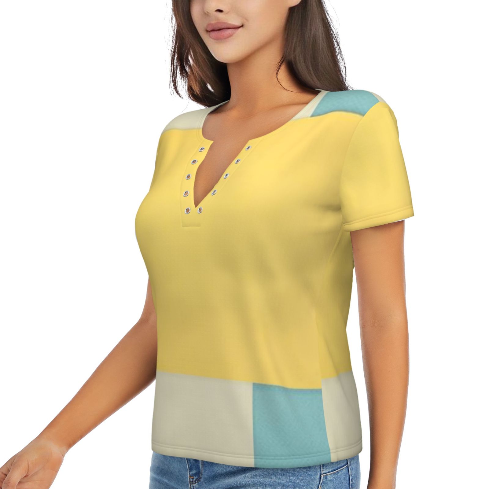 Women's Sexy Deep V Neck Short Sleeve T-Shirt