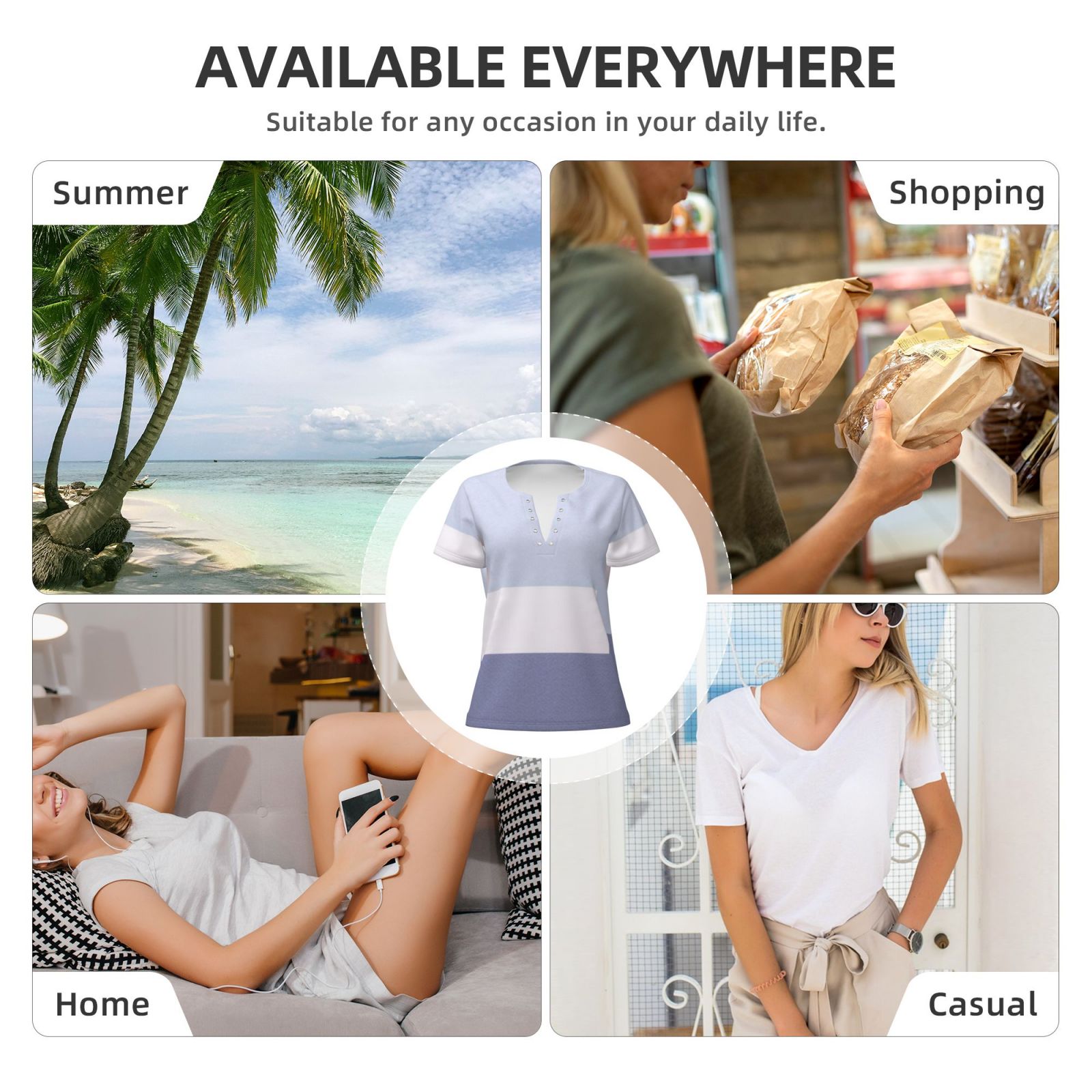 Women's Sexy Deep V Neck Short Sleeve T-Shirt