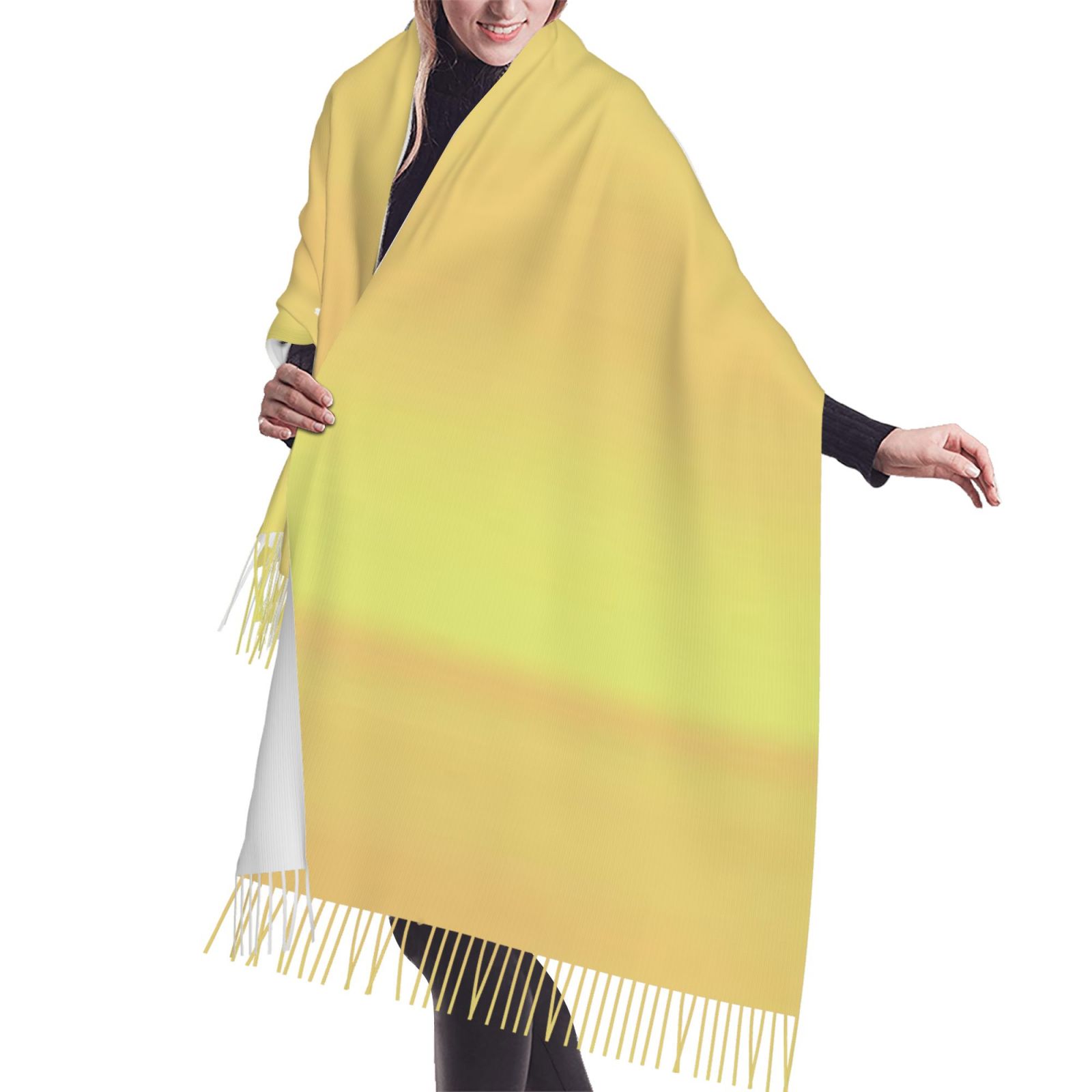 Faux Cashmere Warm Tassel Scarf (Vertical)