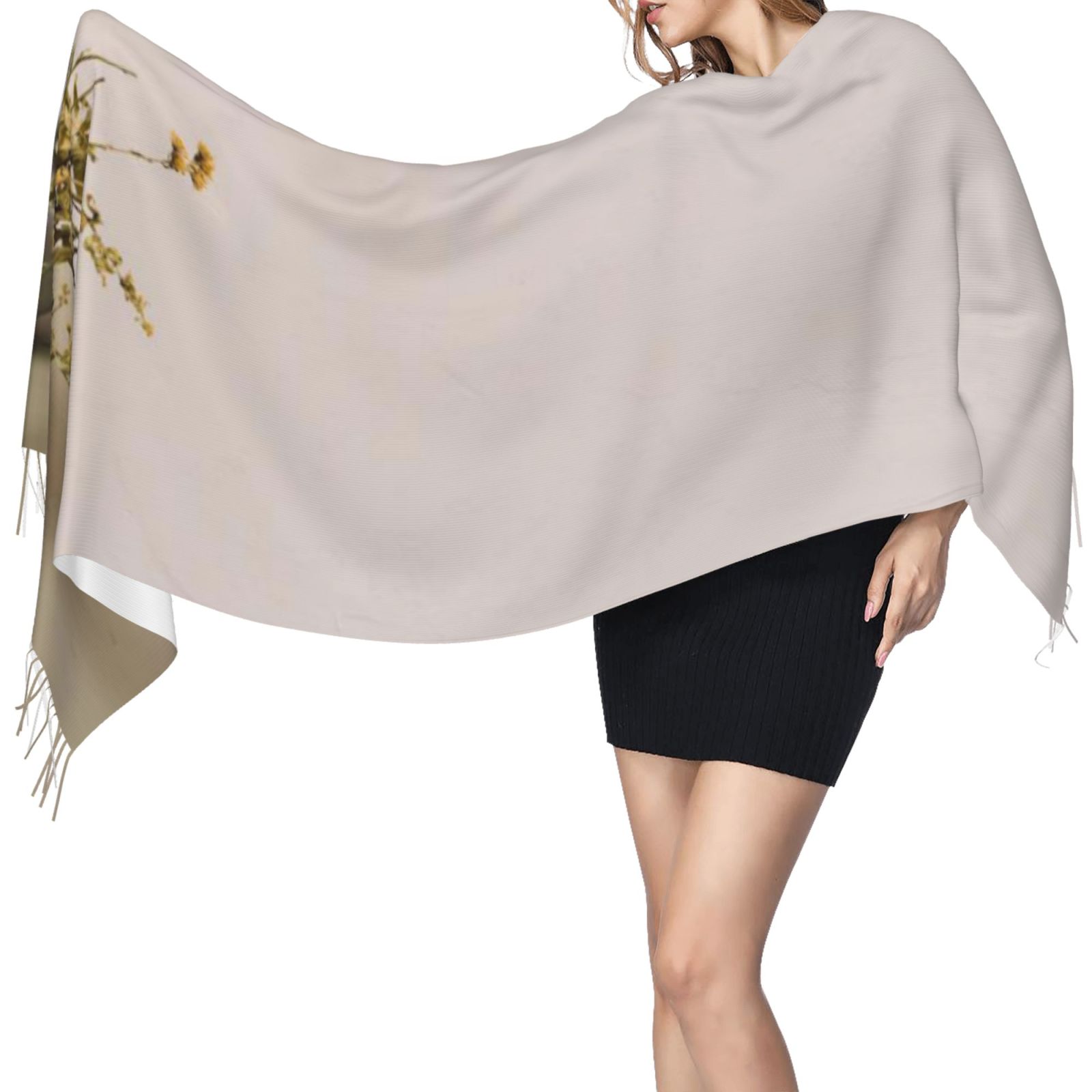 Faux Cashmere Warm Tassel Scarf (Vertical)