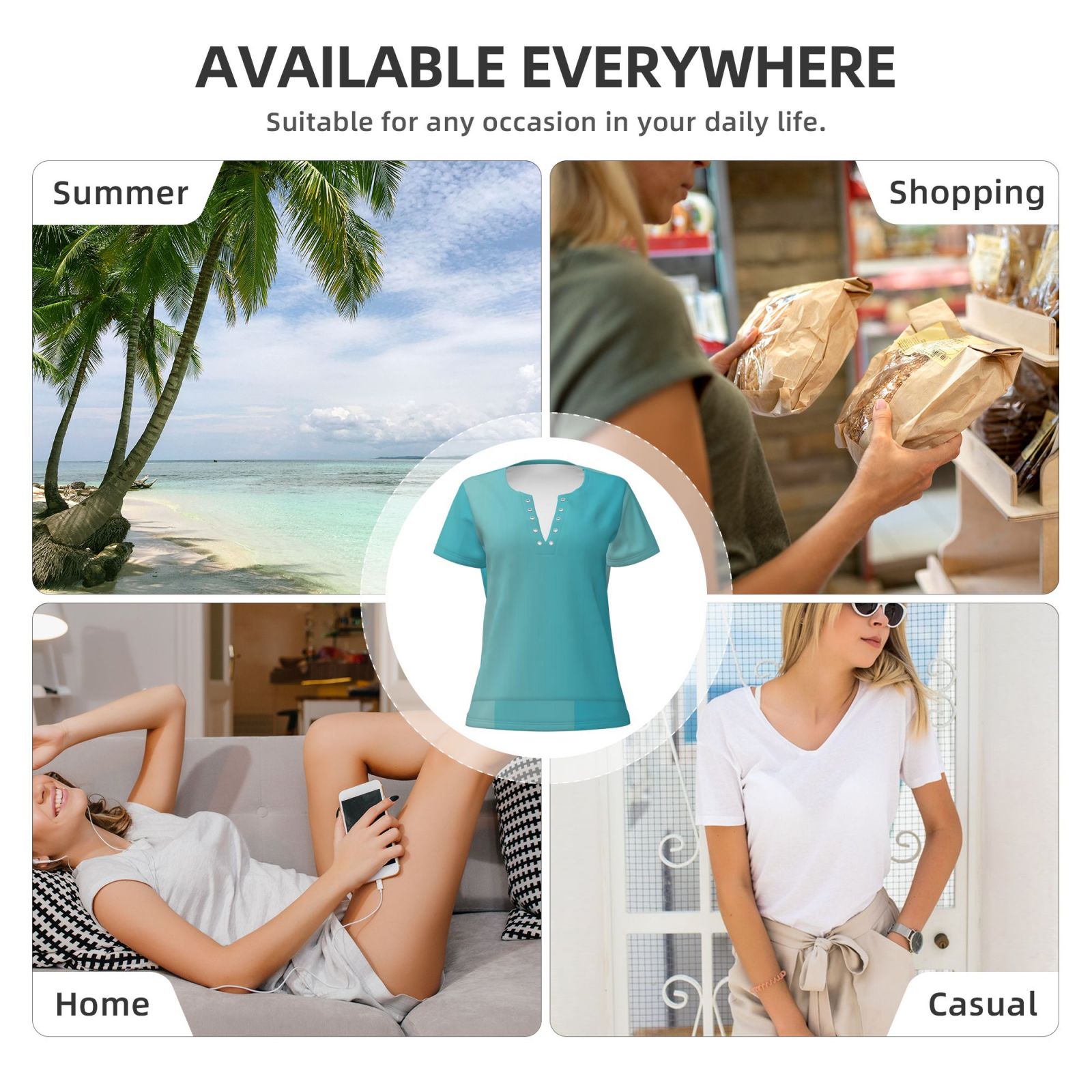 Women's Sexy Deep V Neck Short Sleeve T-Shirt