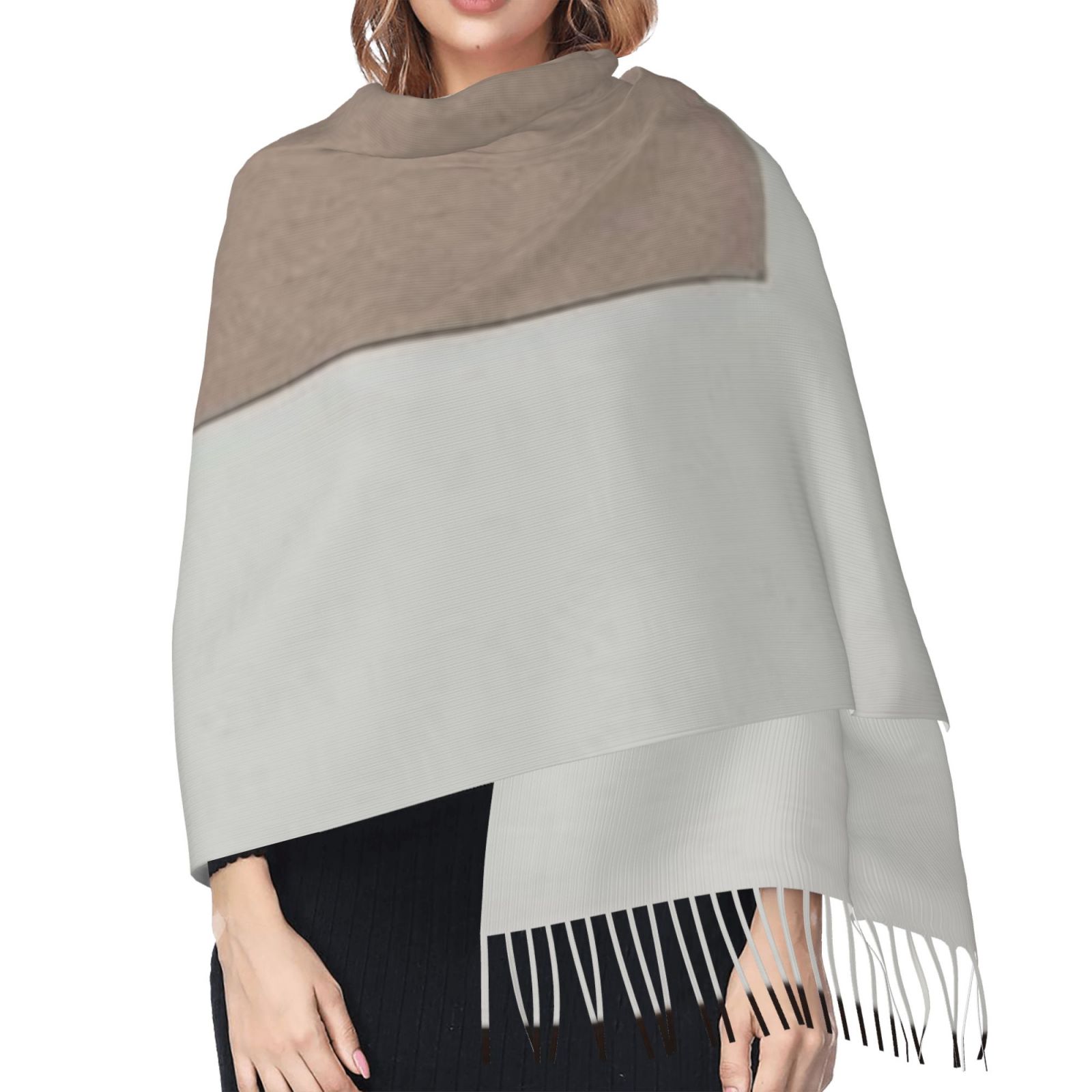 Faux Cashmere Warm Tassel Scarf (Vertical)