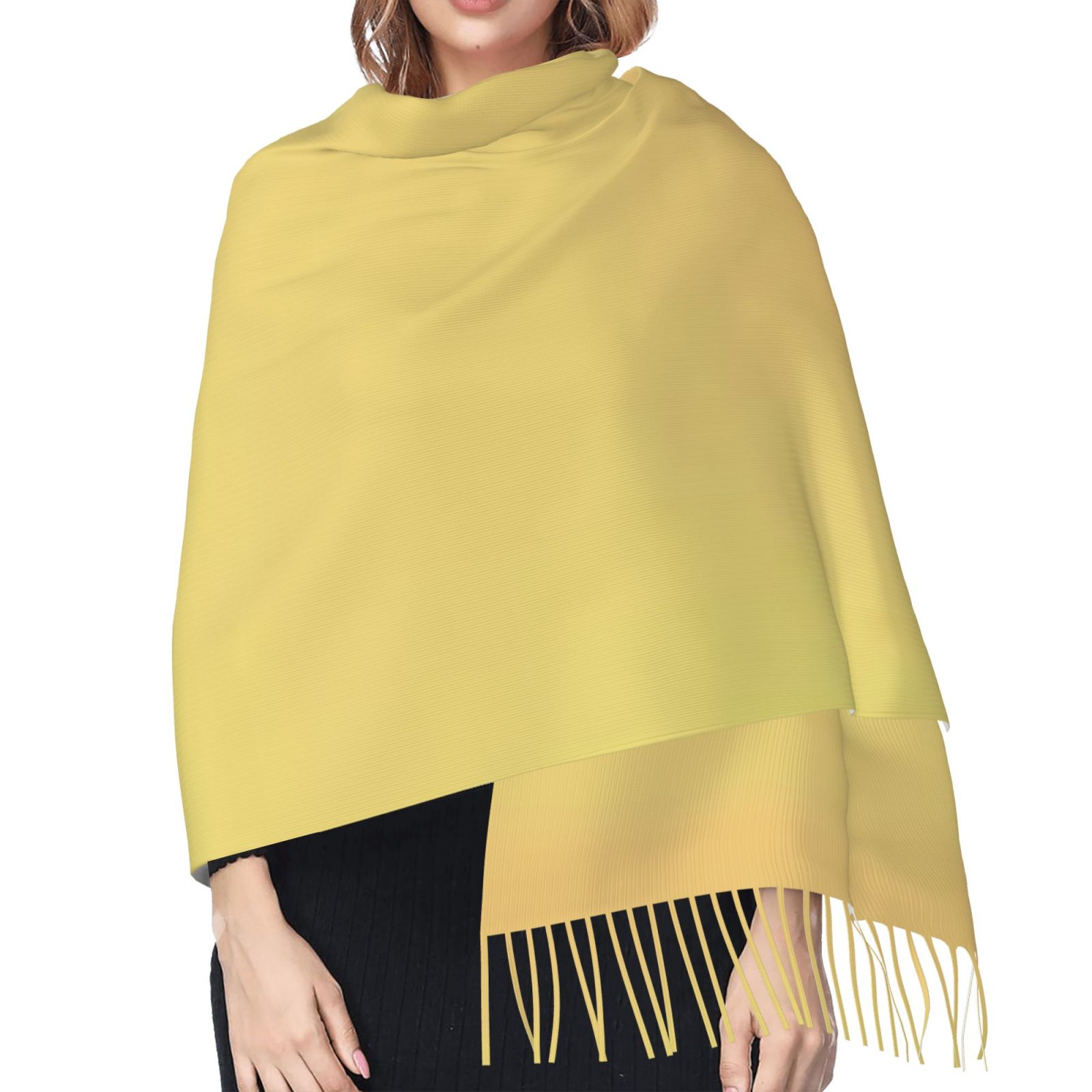 Faux Cashmere Warm Tassel Scarf (Vertical)