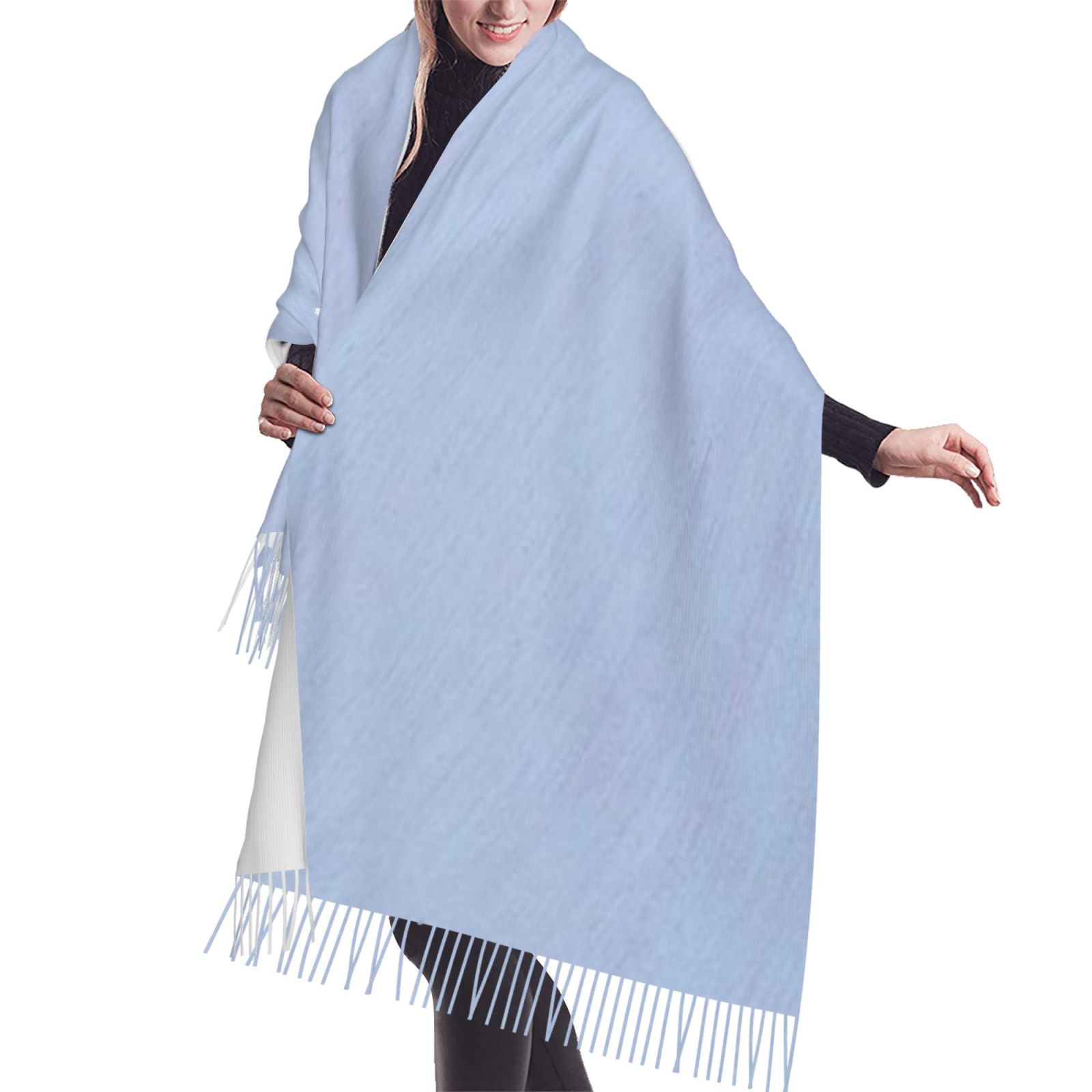 Faux Cashmere Warm Tassel Scarf (Vertical)