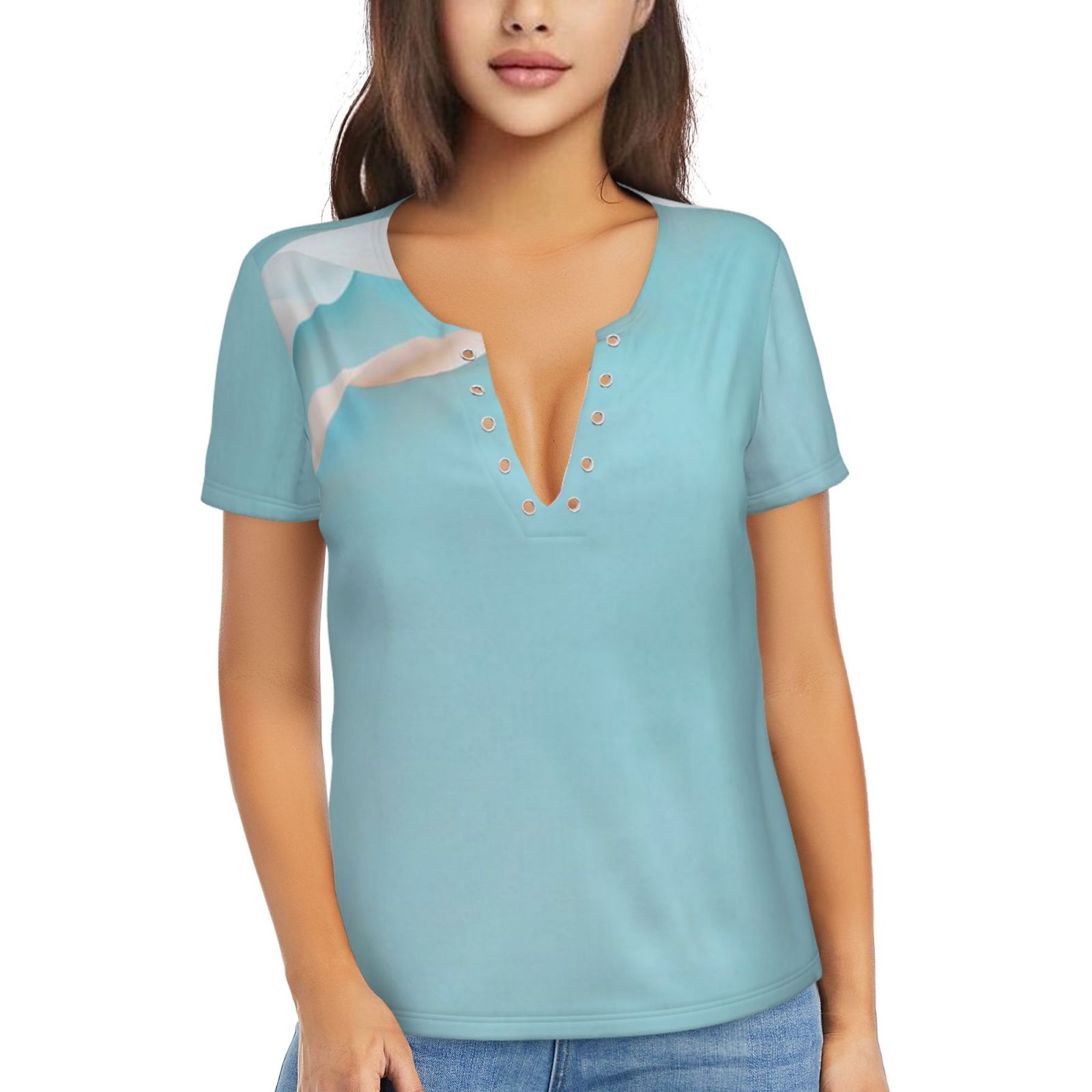 Women's Sexy Deep V Neck Short Sleeve T-Shirt