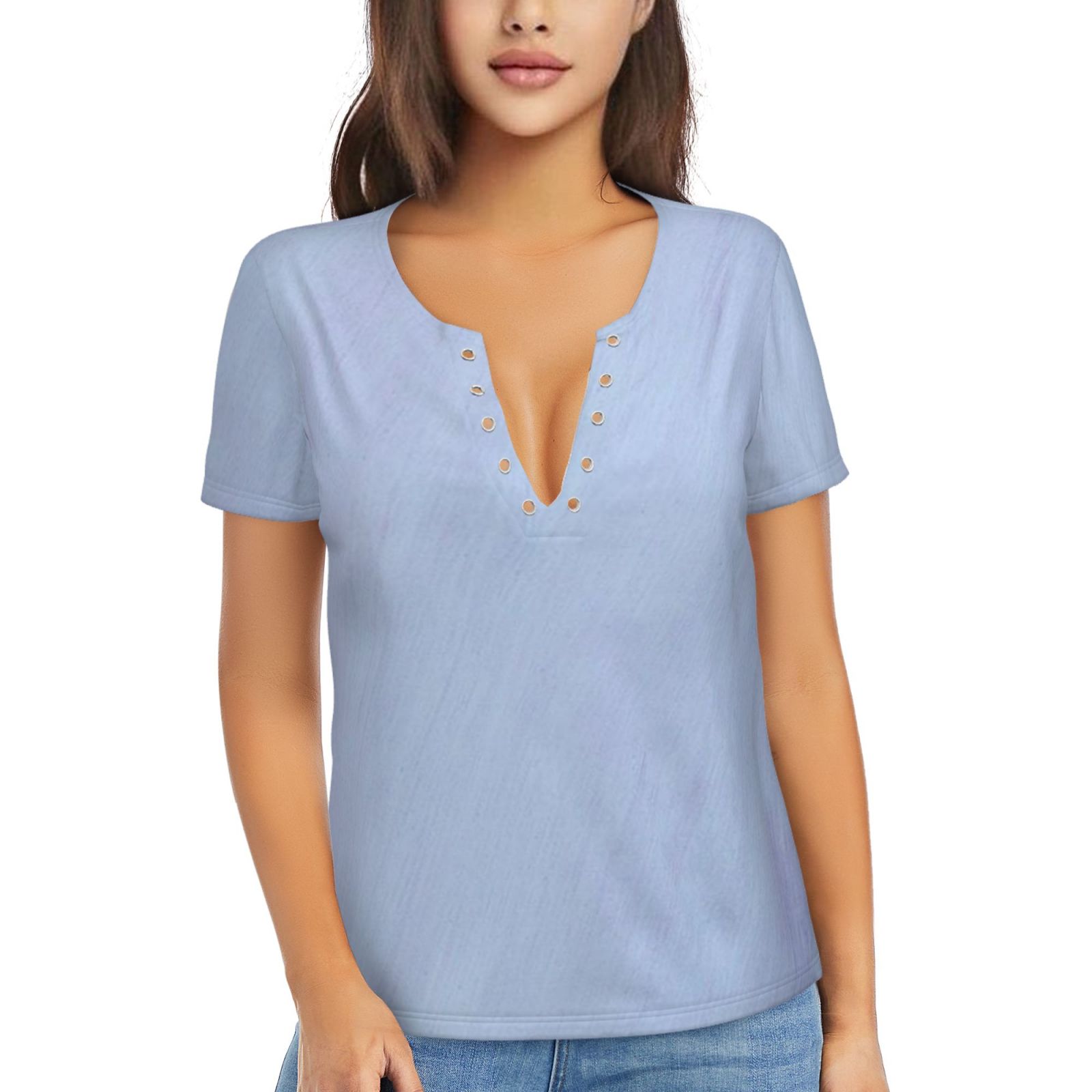 Women's Sexy Deep V Neck Short Sleeve T-Shirt