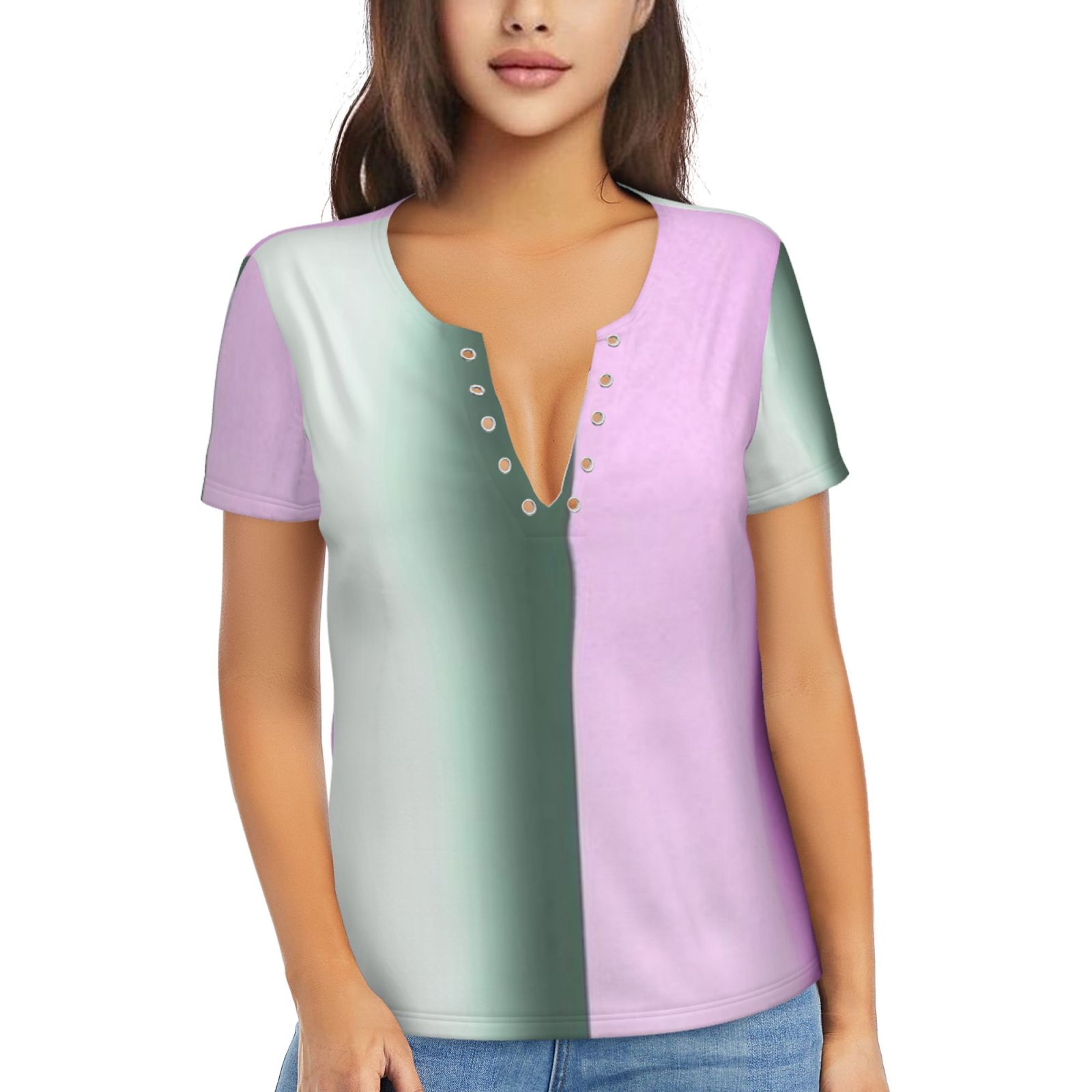 Women's Sexy Deep V Neck Short Sleeve T-Shirt