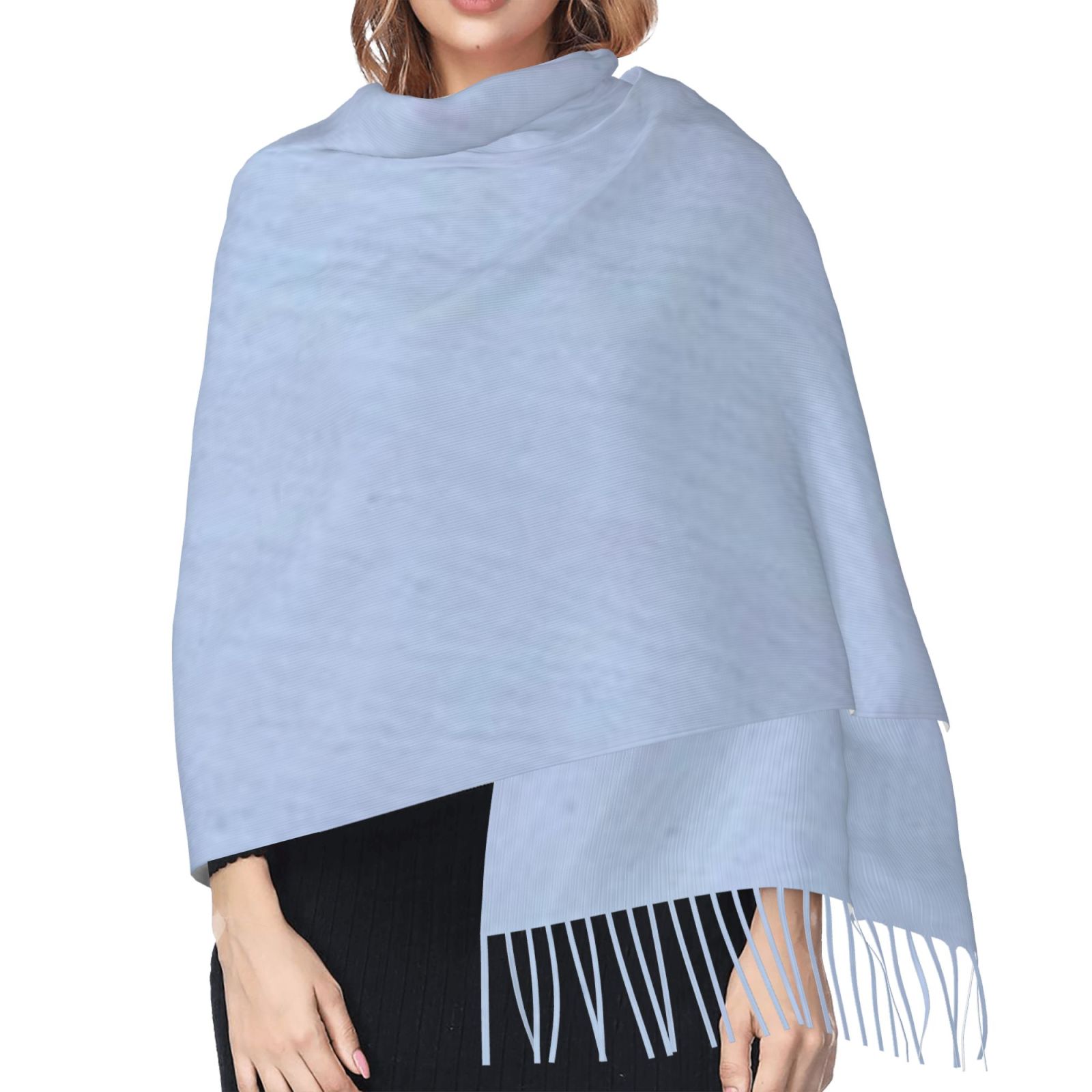 Faux Cashmere Warm Tassel Scarf (Vertical)