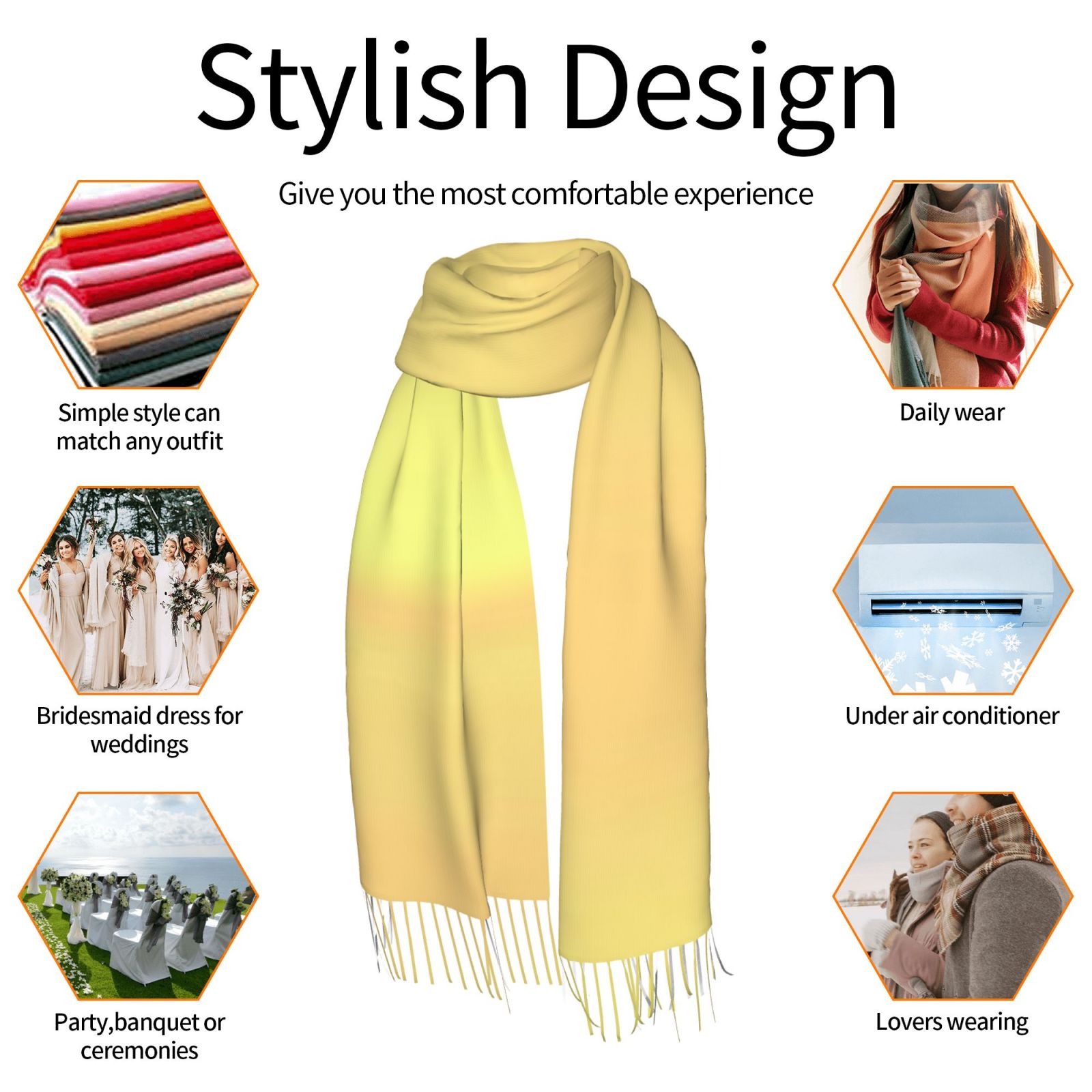 Faux Cashmere Warm Tassel Scarf (Vertical)