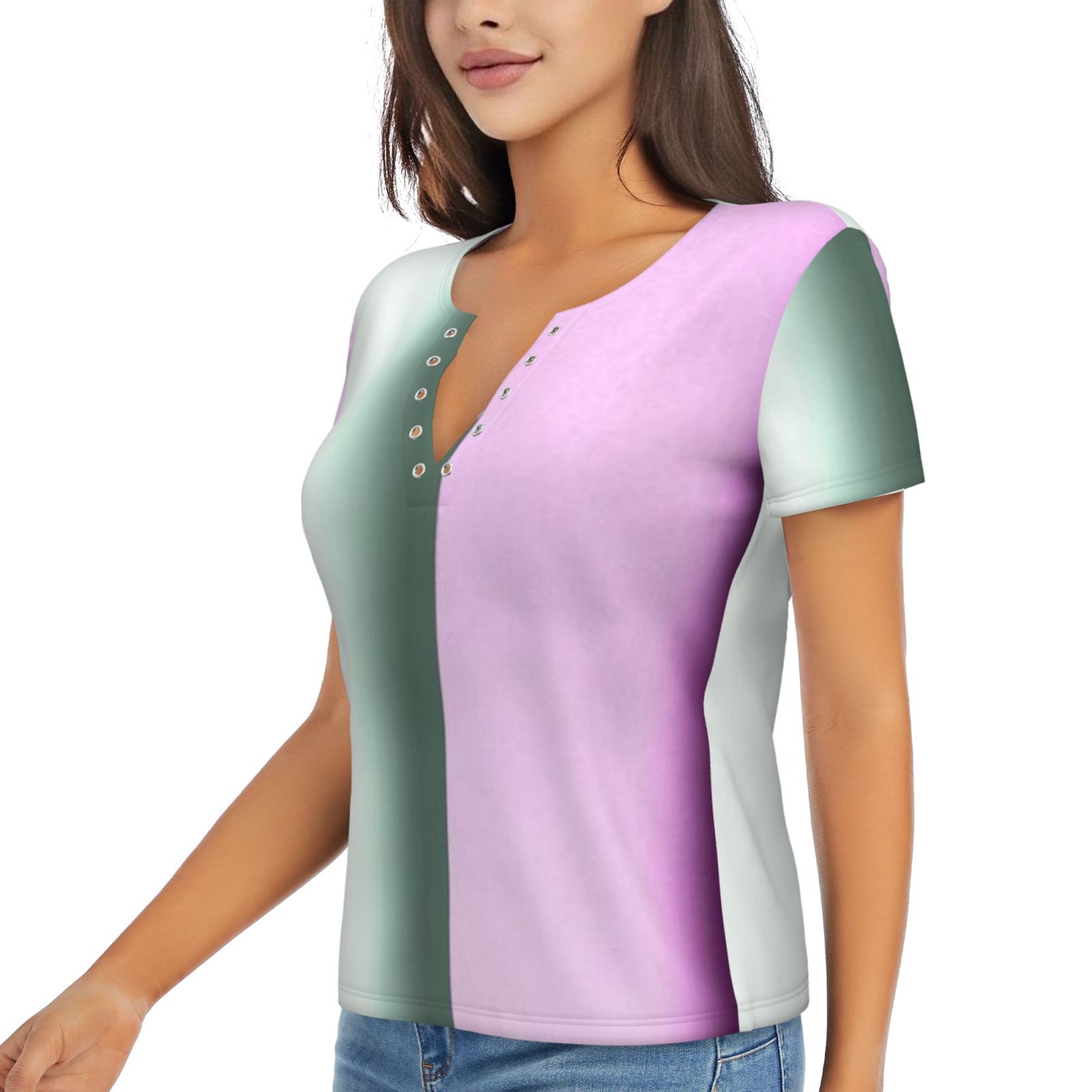 Women's Sexy Deep V Neck Short Sleeve T-Shirt