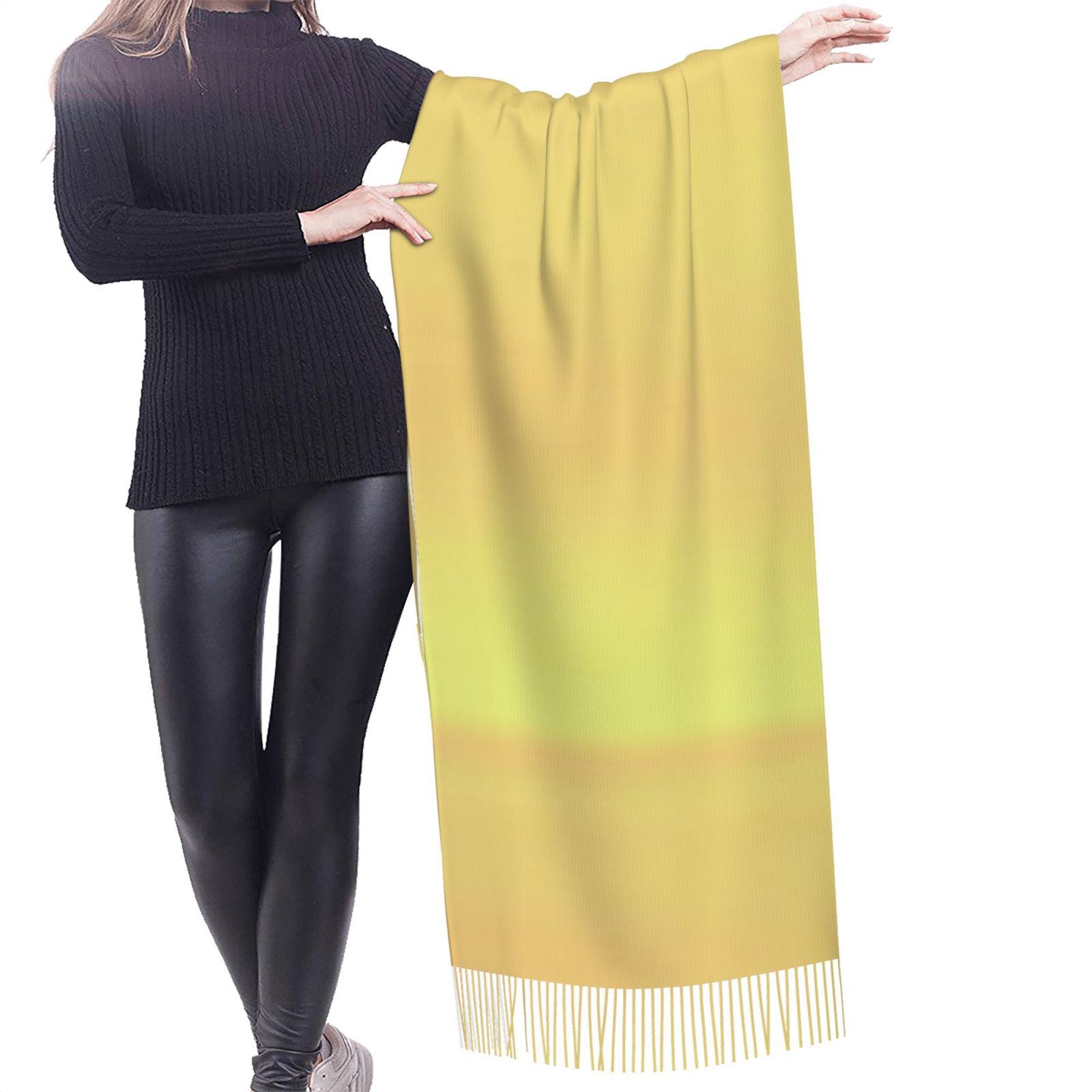 Faux Cashmere Warm Tassel Scarf (Vertical)