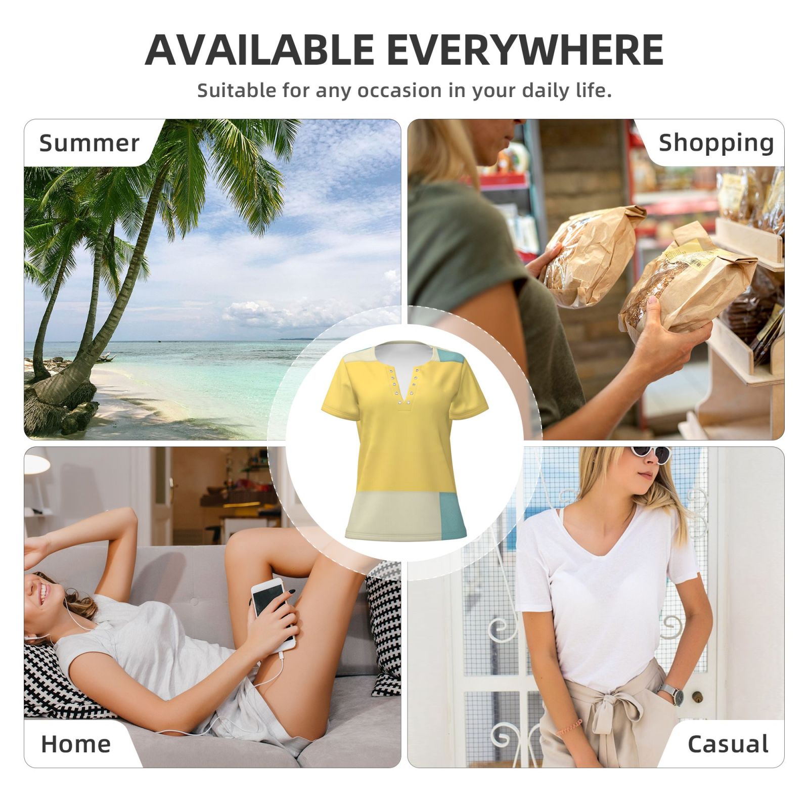 Women's Sexy Deep V Neck Short Sleeve T-Shirt
