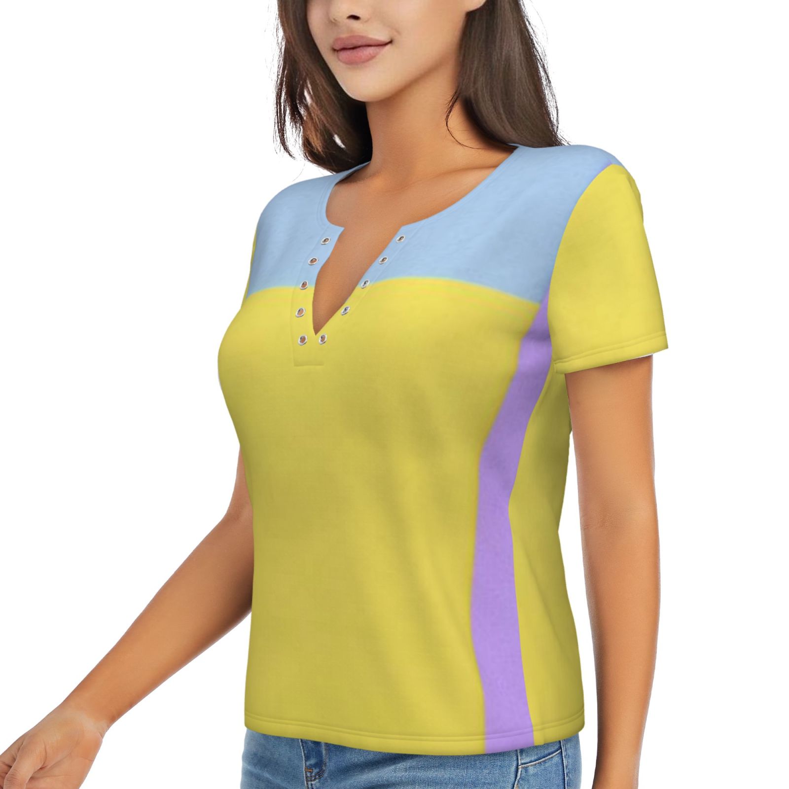 Women's Sexy Deep V Neck Short Sleeve T-Shirt