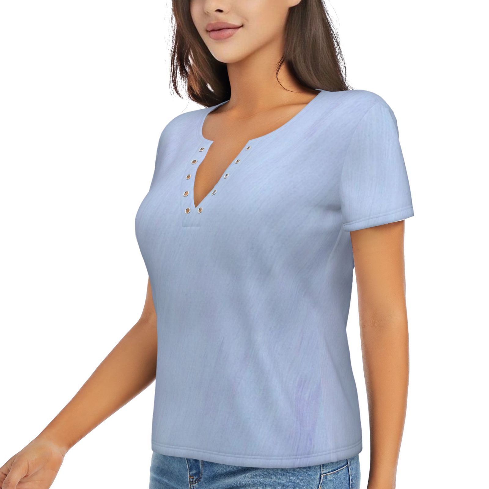 Women's Sexy Deep V Neck Short Sleeve T-Shirt