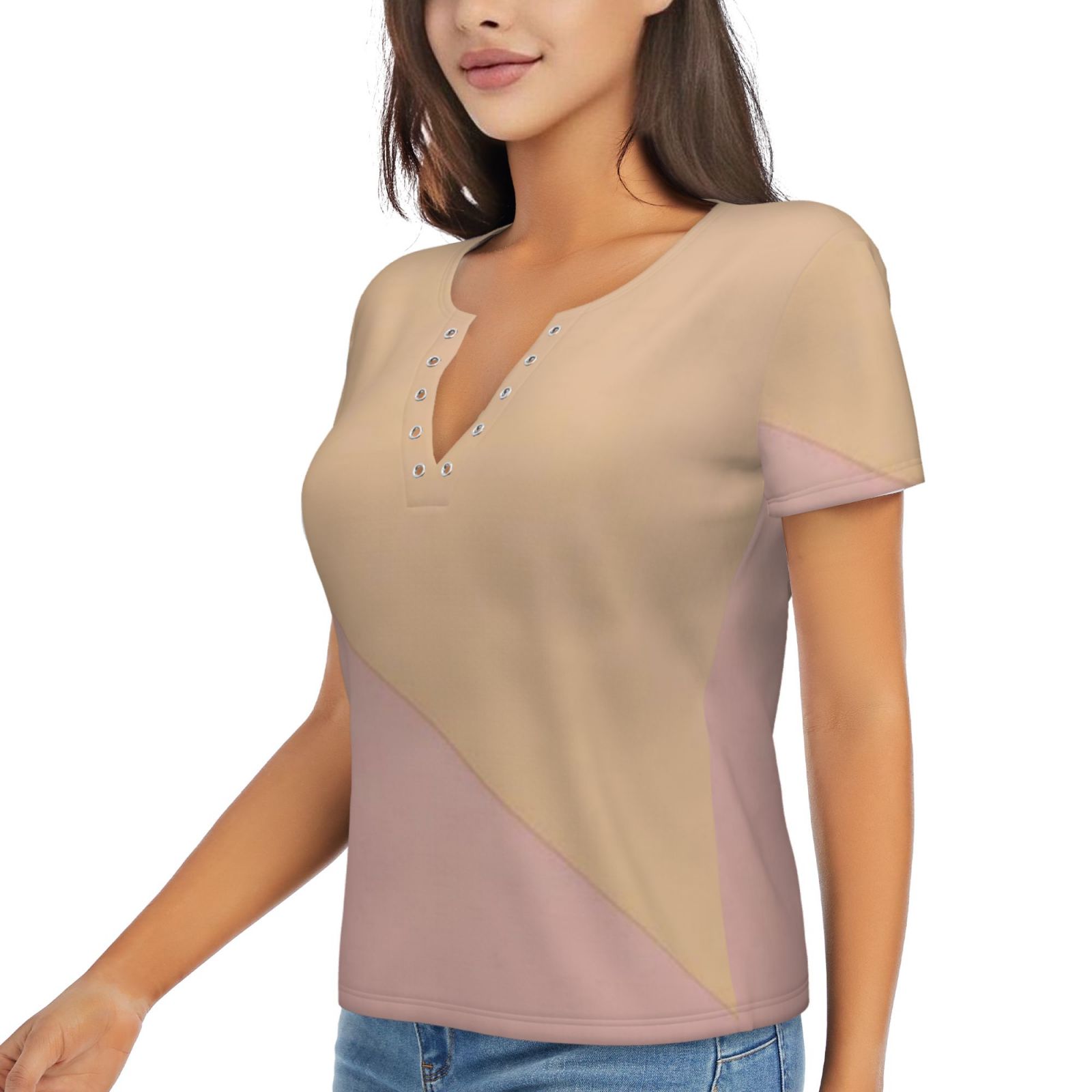 Women's Sexy Deep V Neck Short Sleeve T-Shirt