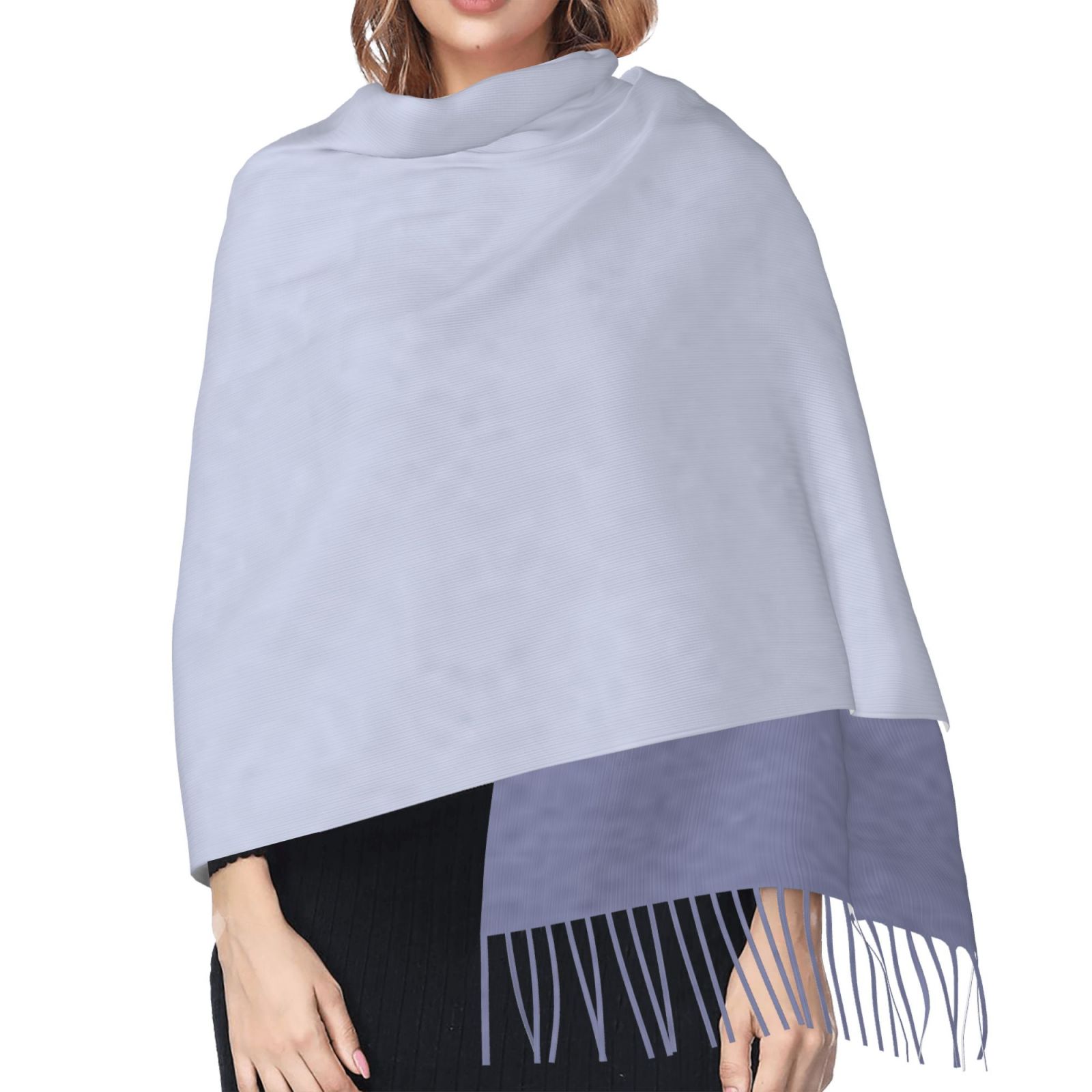 Faux Cashmere Warm Tassel Scarf (Vertical)