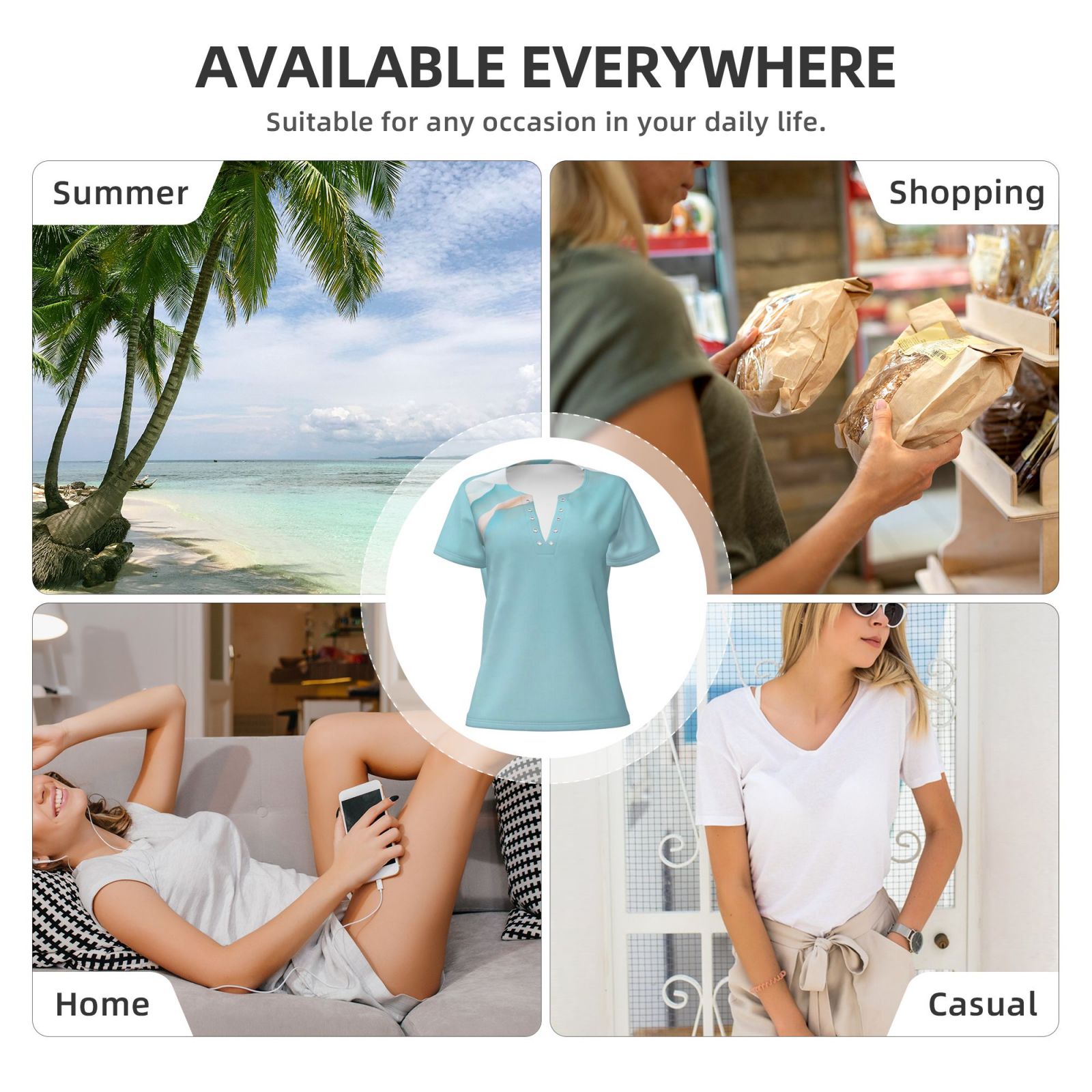 Women's Sexy Deep V Neck Short Sleeve T-Shirt