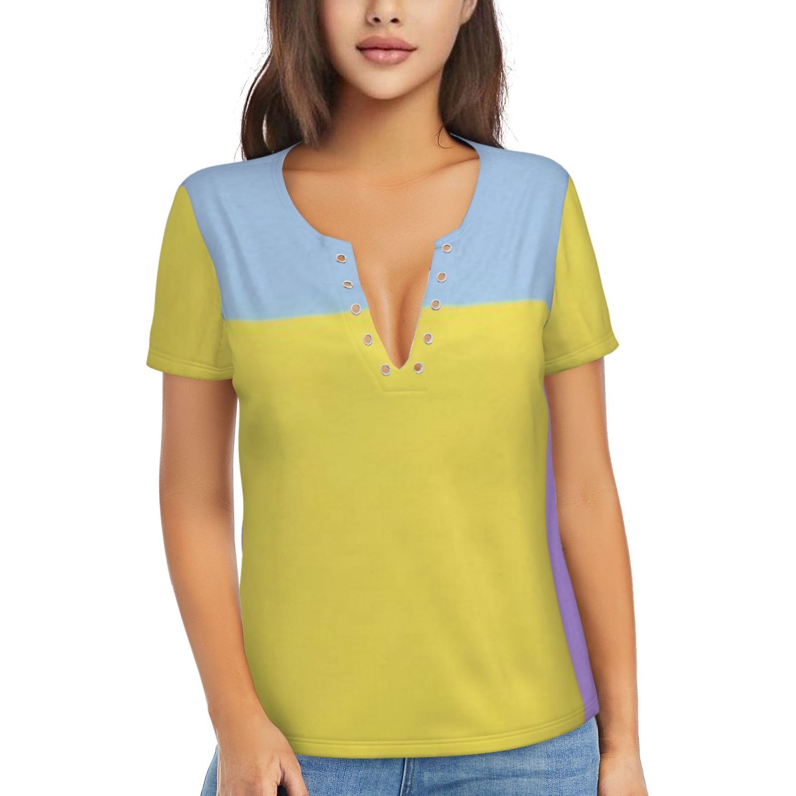 Women's Sexy Deep V Neck Short Sleeve T-Shirt