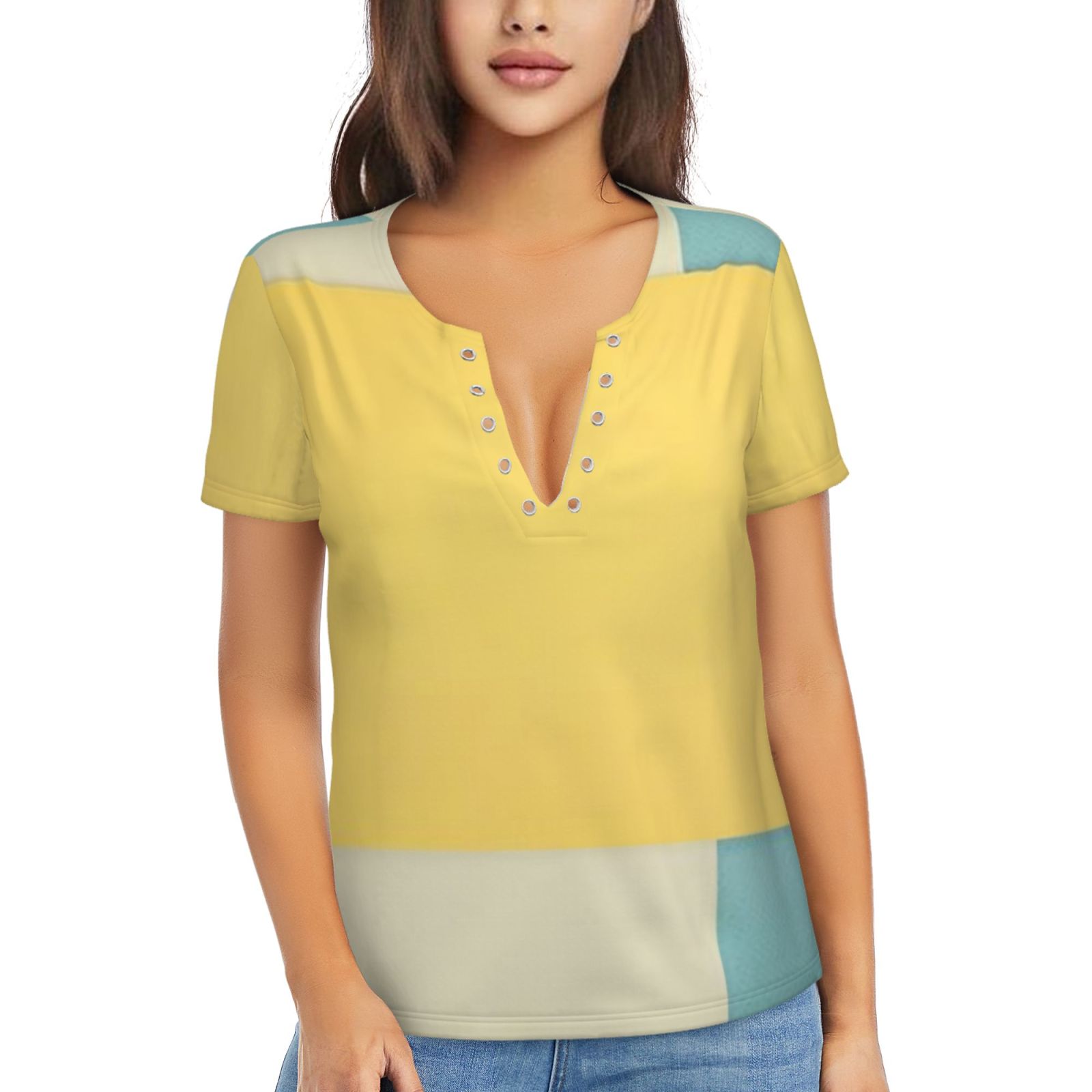 Women's Sexy Deep V Neck Short Sleeve T-Shirt