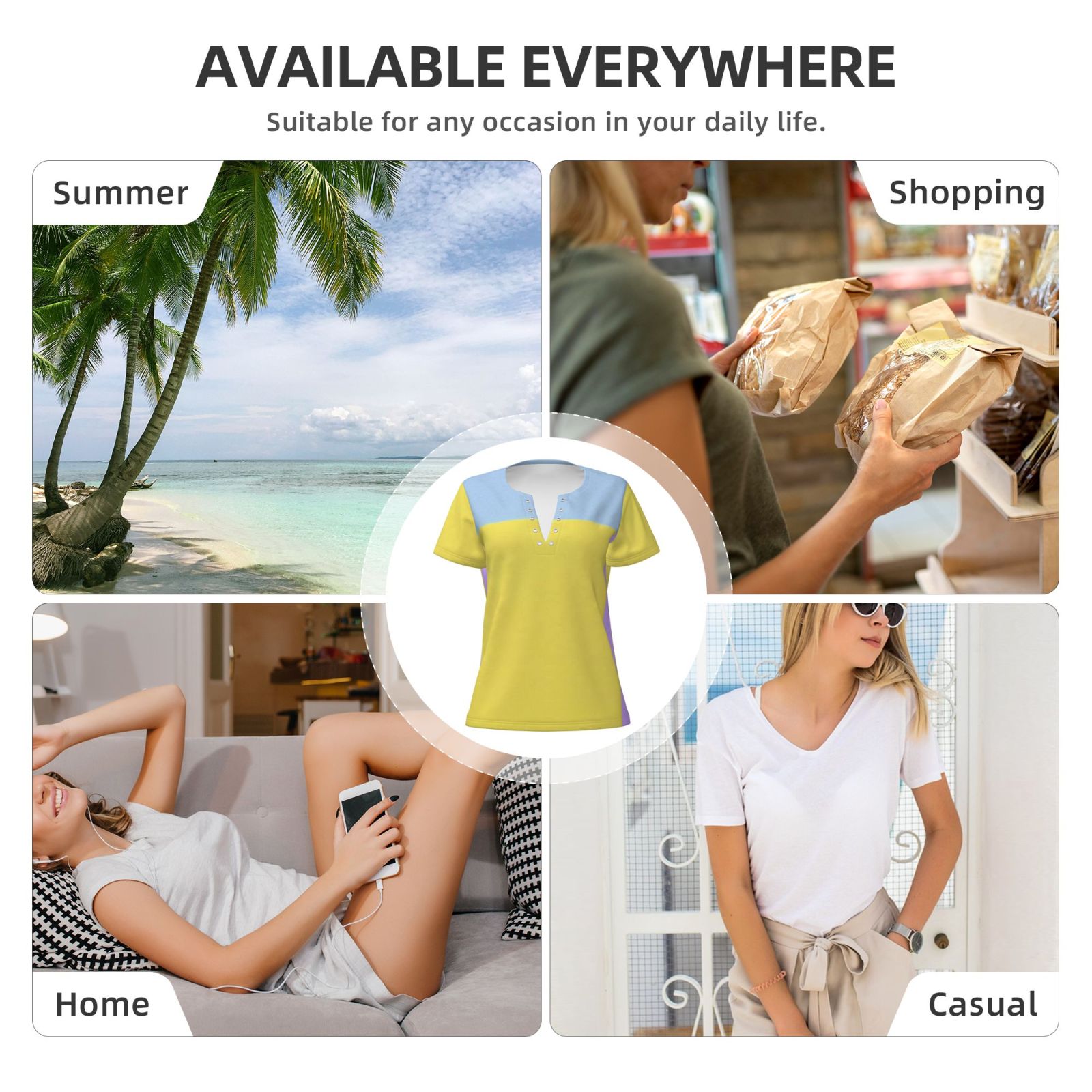 Women's Sexy Deep V Neck Short Sleeve T-Shirt