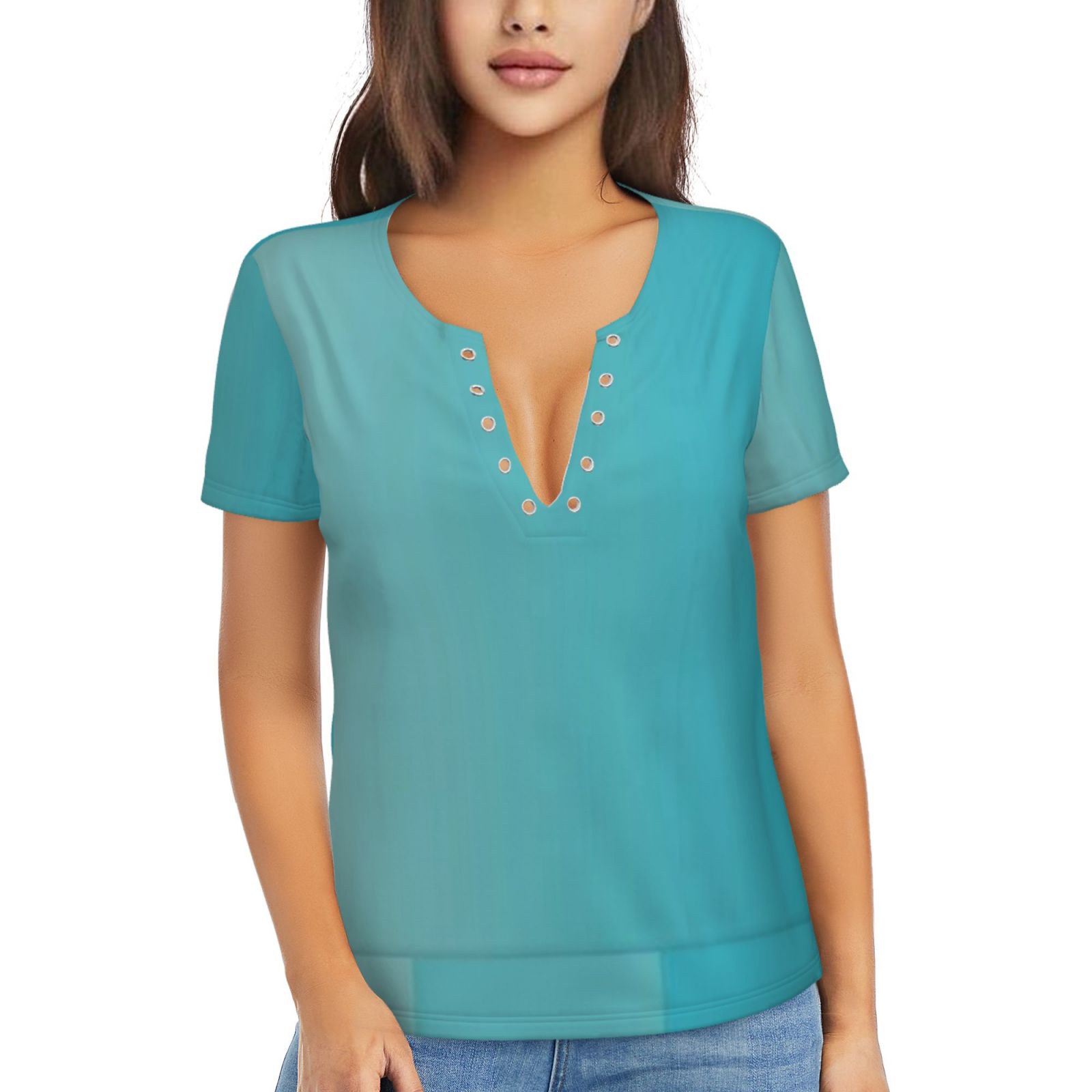 Women's Sexy Deep V Neck Short Sleeve T-Shirt