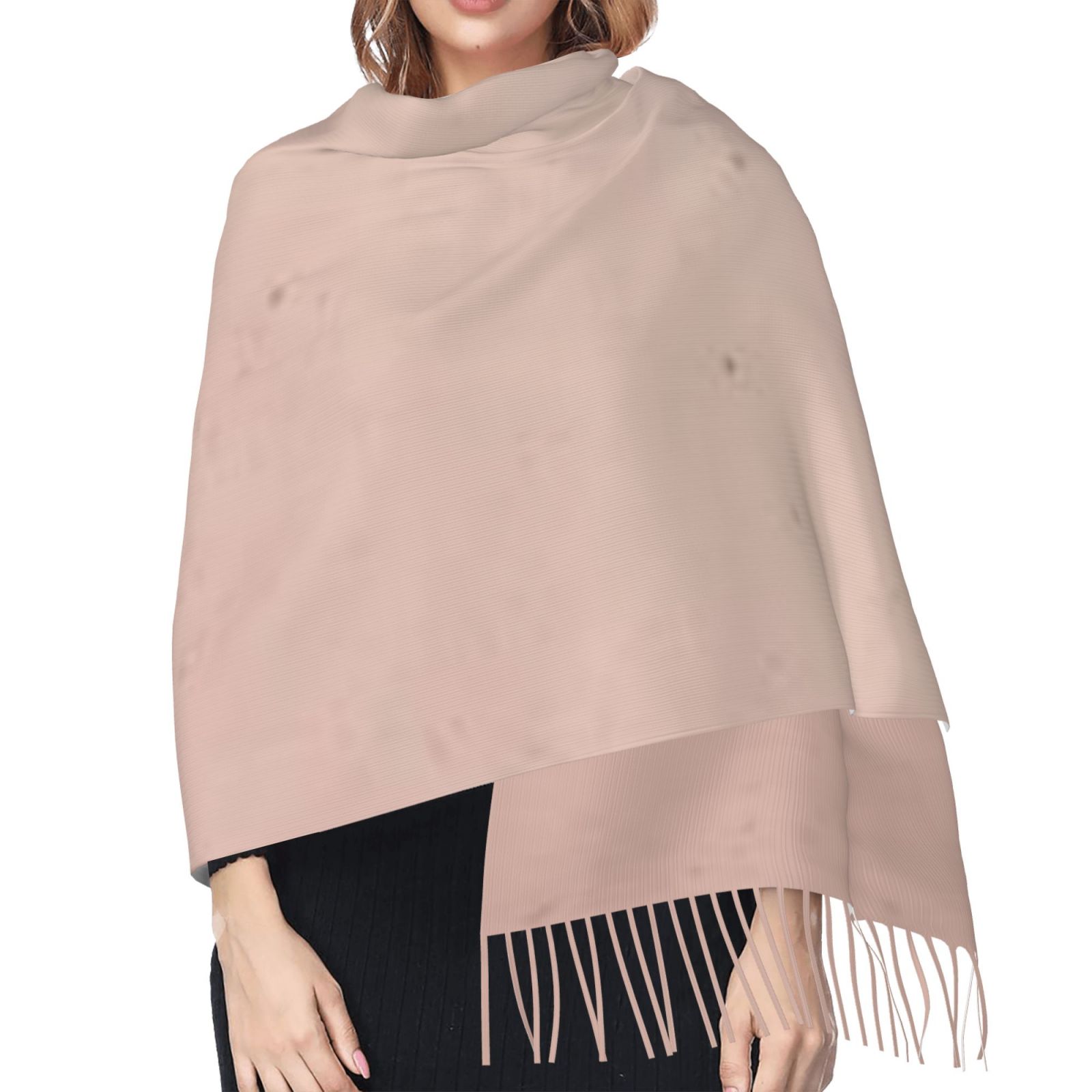 Faux Cashmere Warm Tassel Scarf (Vertical)