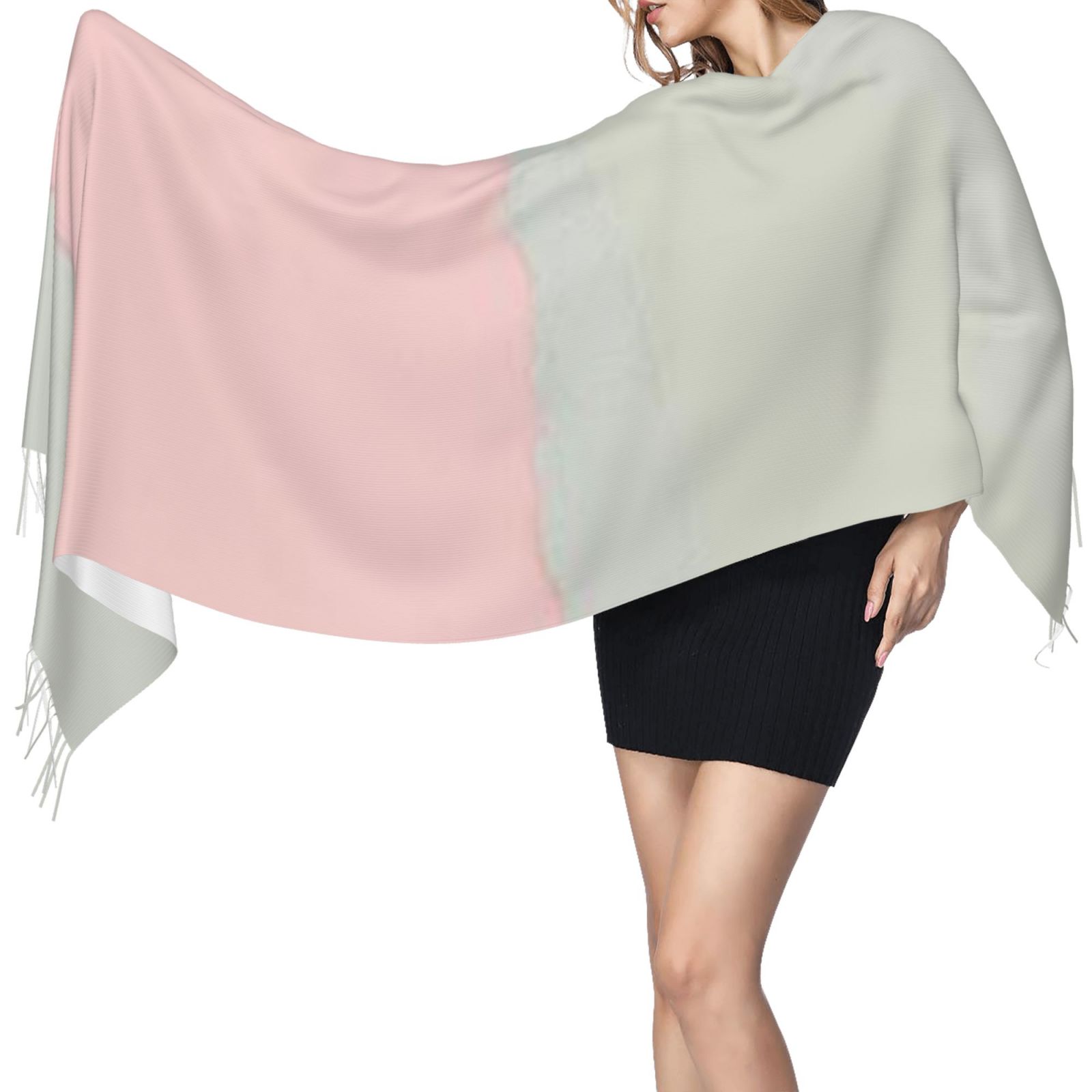 Faux Cashmere Warm Tassel Scarf (Vertical)