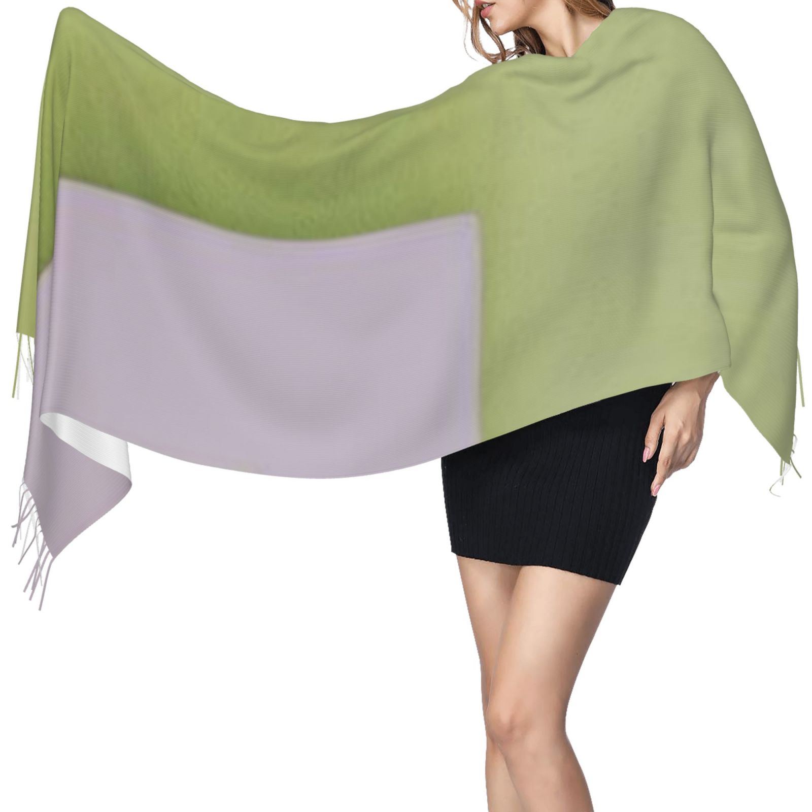 Faux Cashmere Warm Tassel Scarf (Vertical)