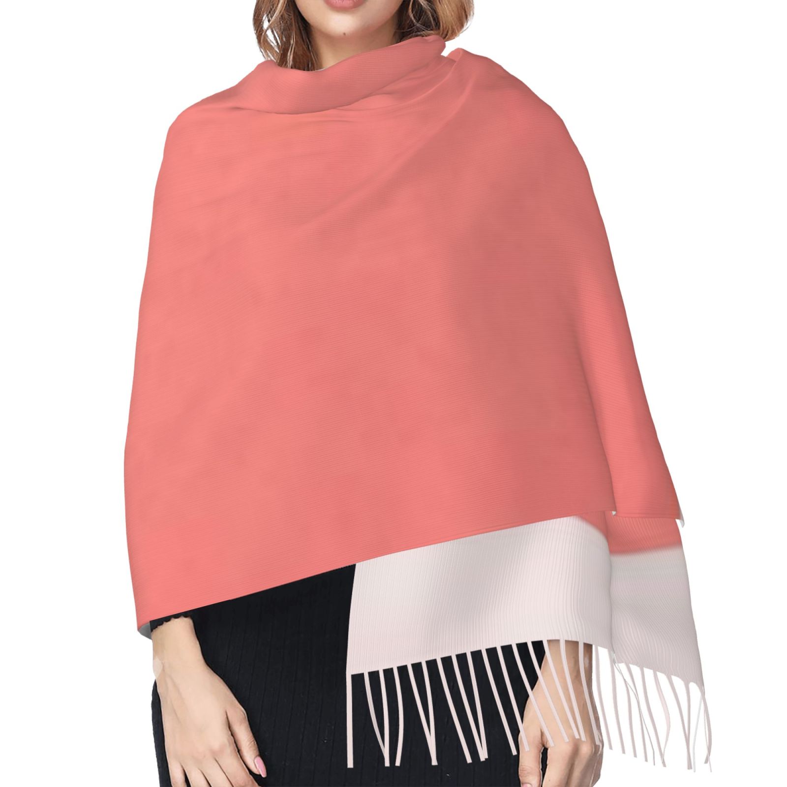 Faux Cashmere Warm Tassel Scarf (Vertical)