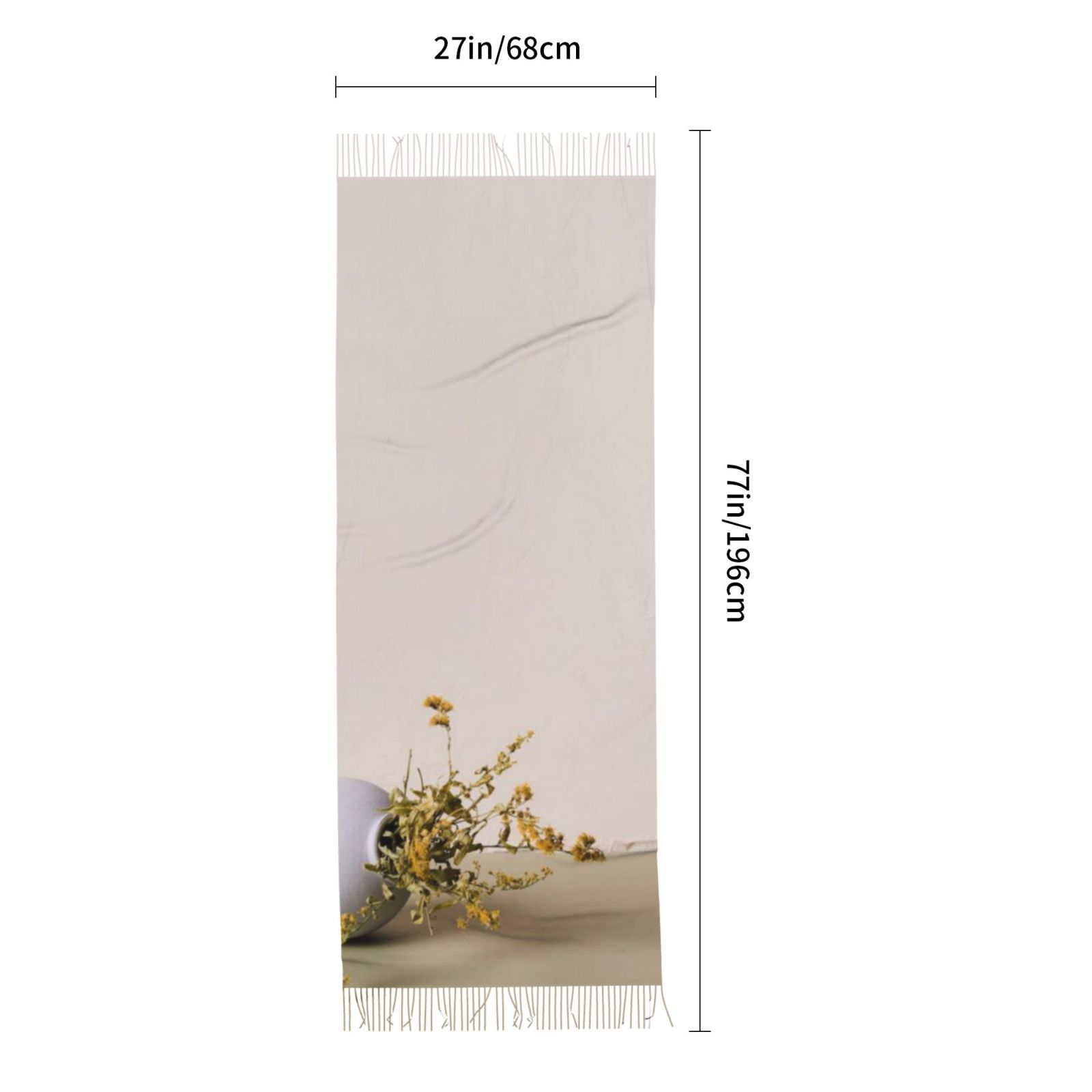 Faux Cashmere Warm Tassel Scarf (Vertical)