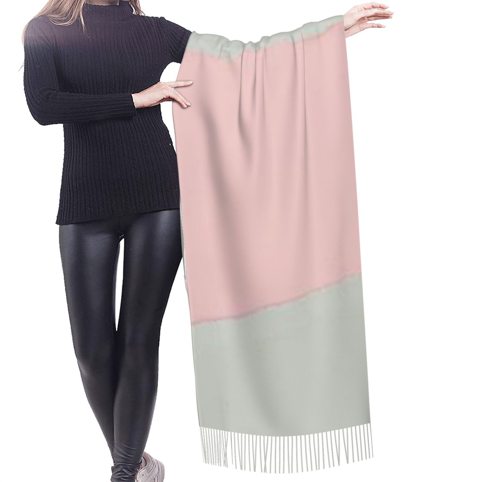 Faux Cashmere Warm Tassel Scarf (Vertical)