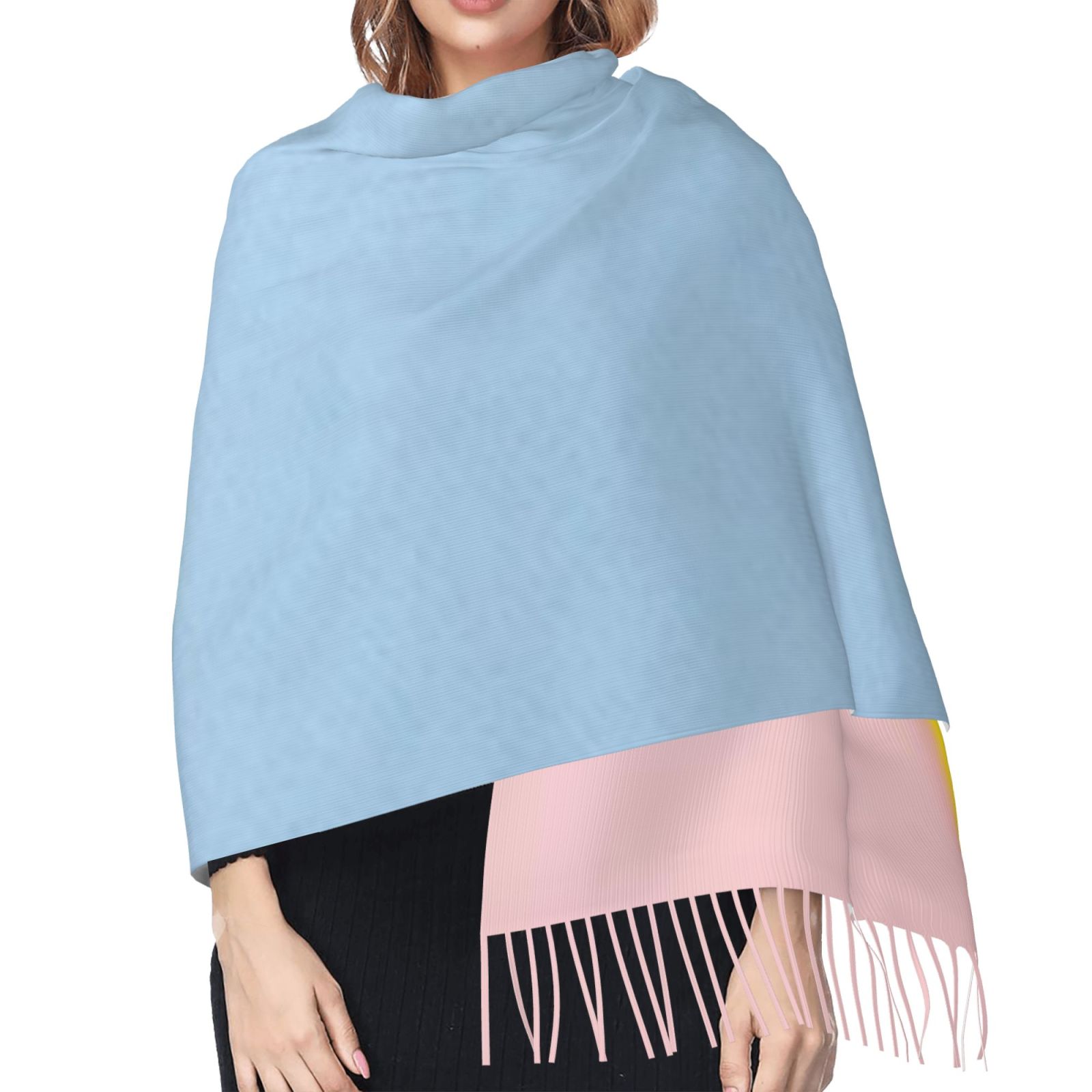 Faux Cashmere Warm Tassel Scarf (Vertical)