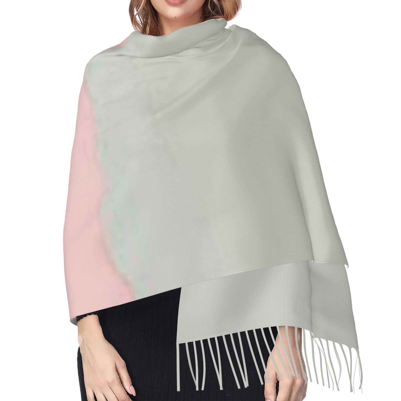 Faux Cashmere Warm Tassel Scarf (Vertical)