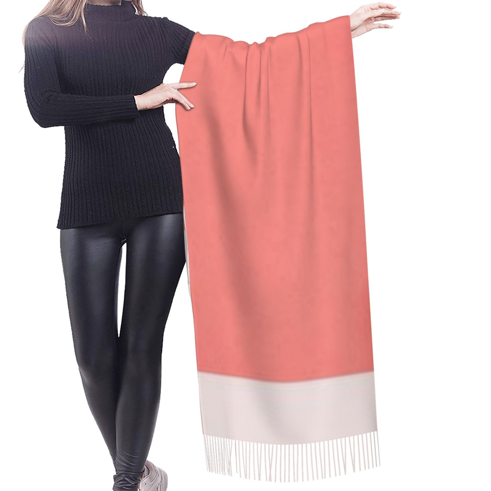 Faux Cashmere Warm Tassel Scarf (Vertical)