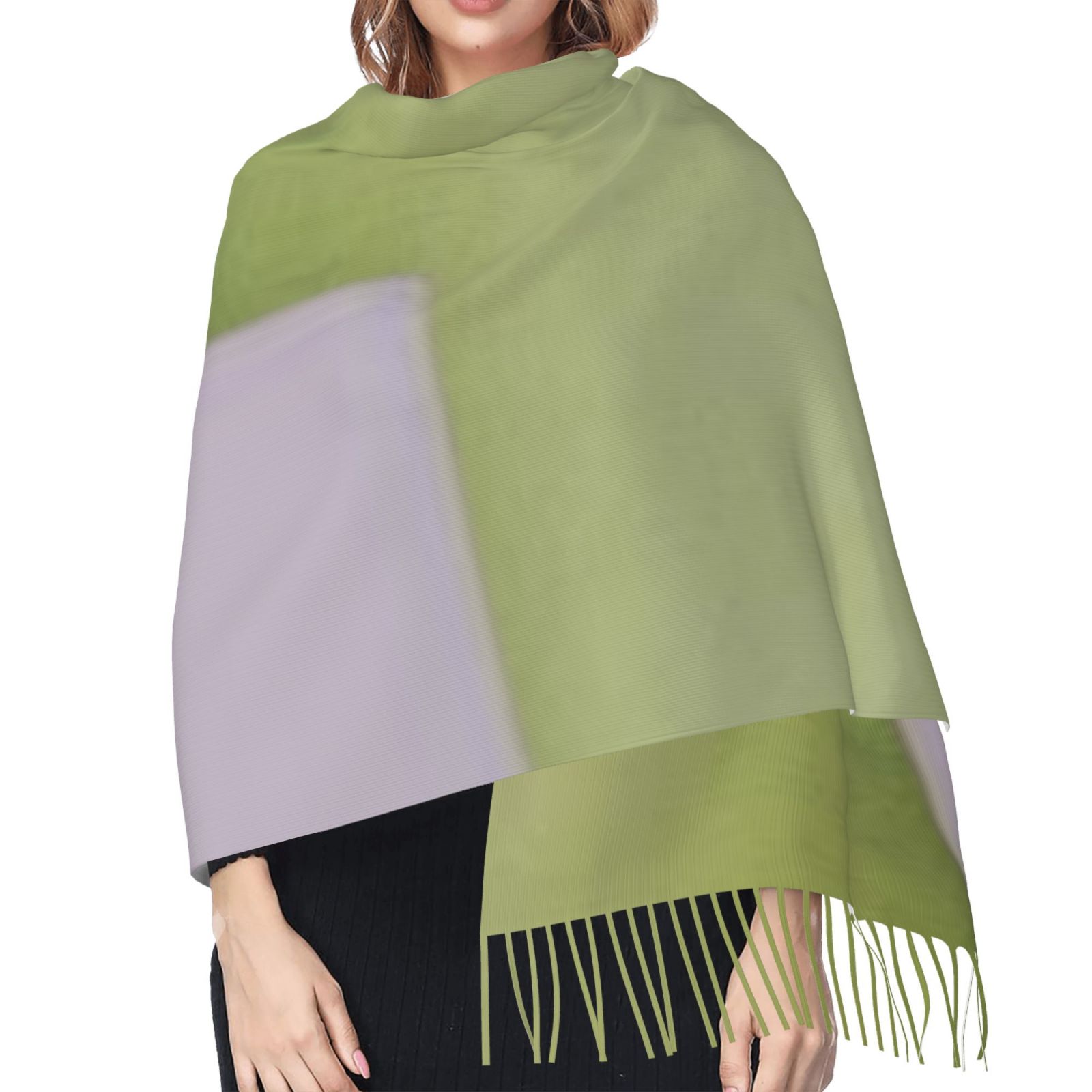 Faux Cashmere Warm Tassel Scarf (Vertical)