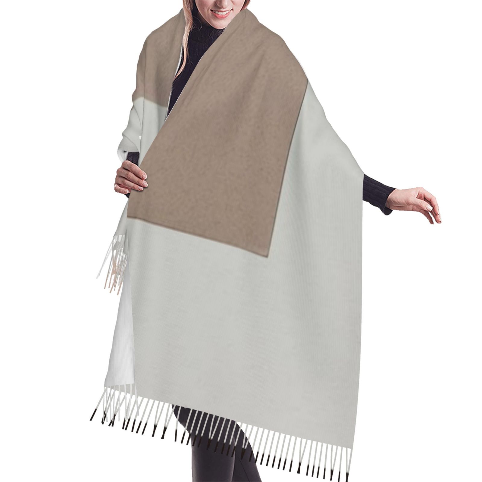 Faux Cashmere Warm Tassel Scarf (Vertical)