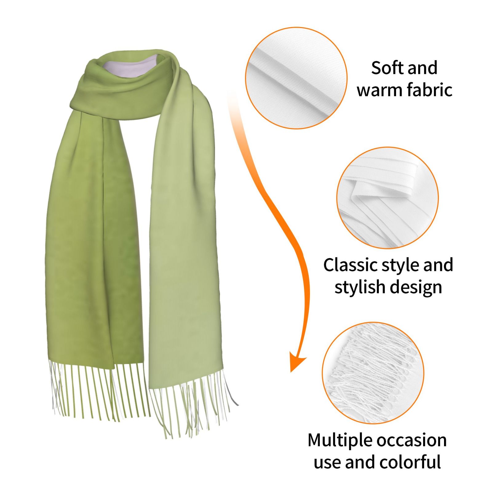 Faux Cashmere Warm Tassel Scarf (Vertical)