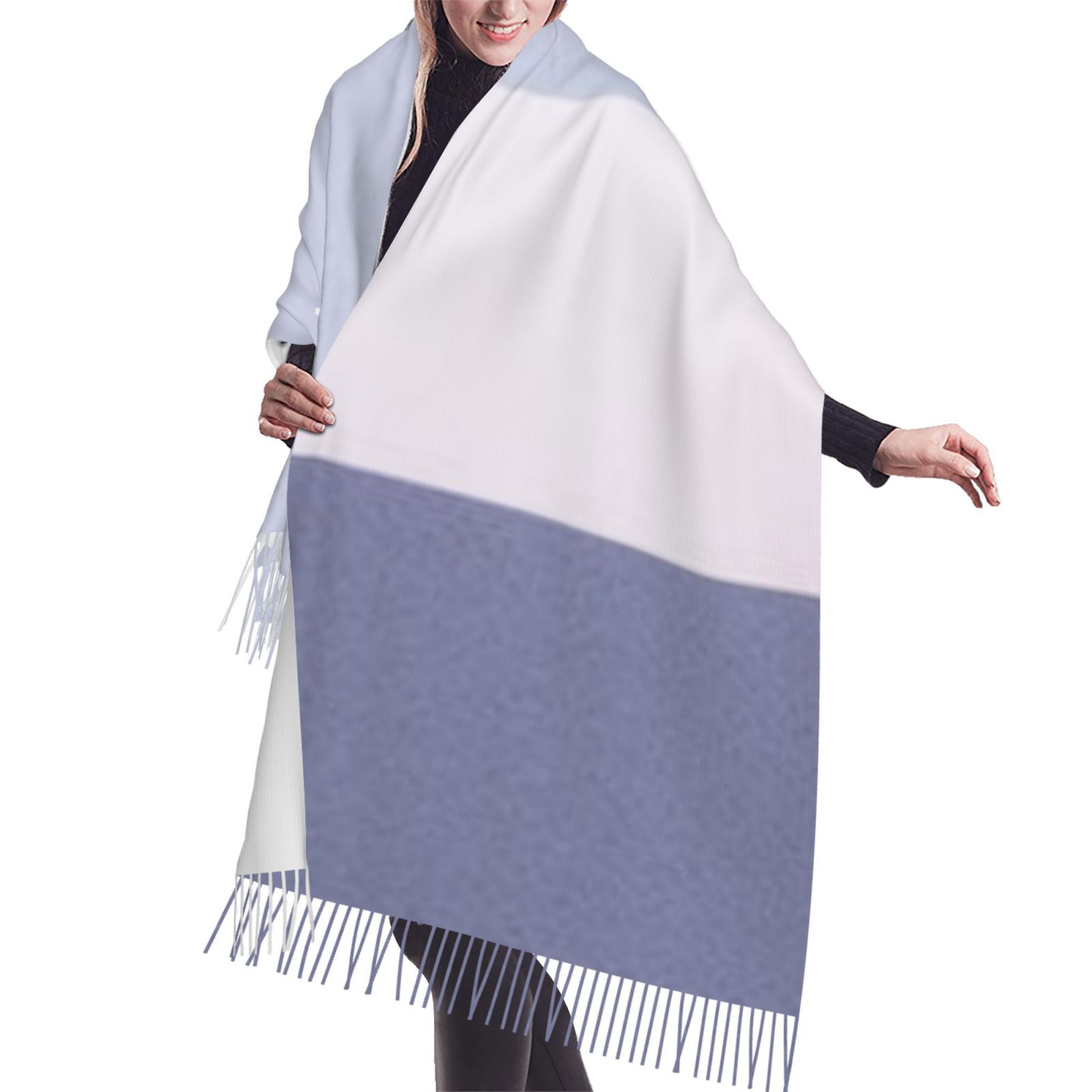 Faux Cashmere Warm Tassel Scarf (Vertical)