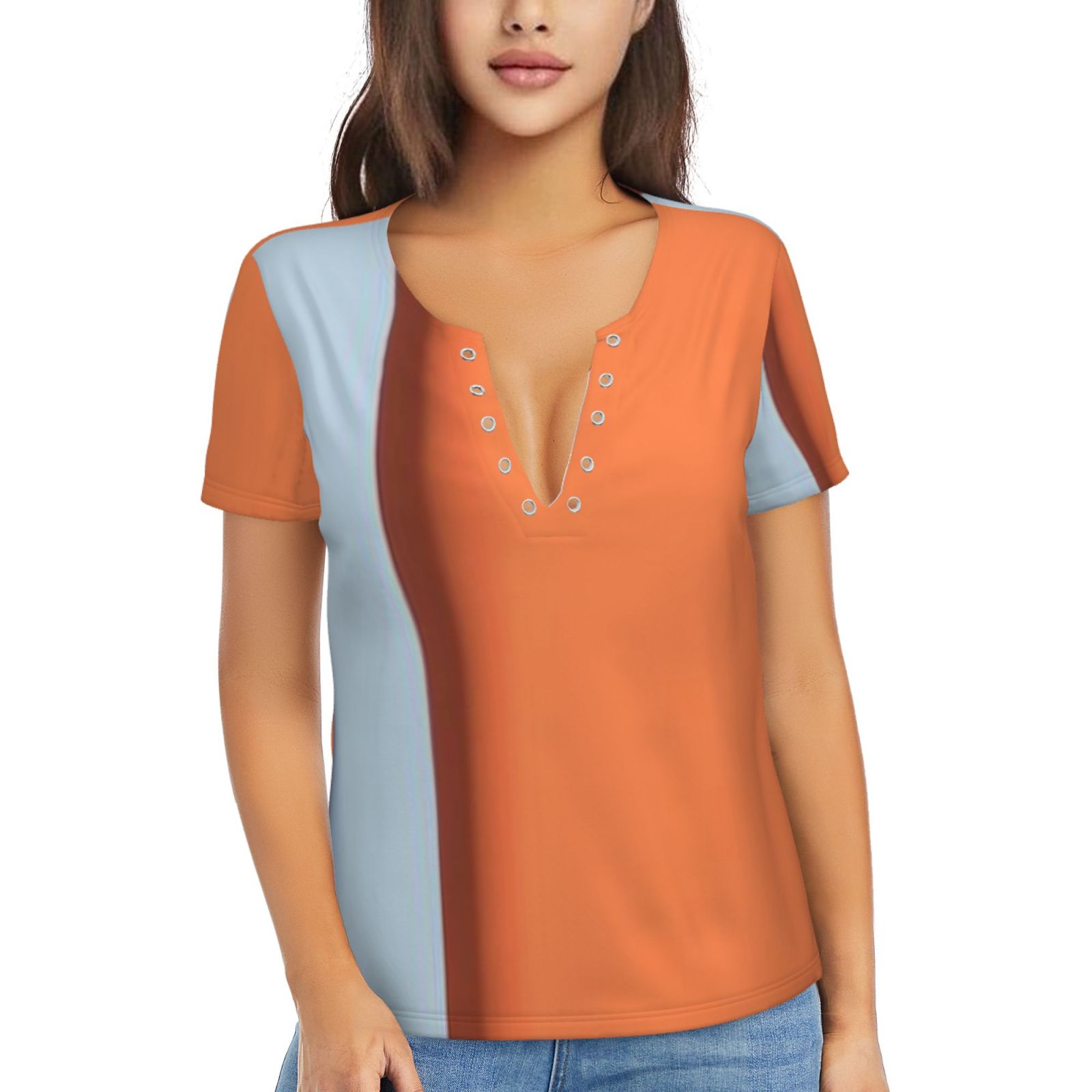 Women's Sexy Deep V Neck Short Sleeve T-Shirt