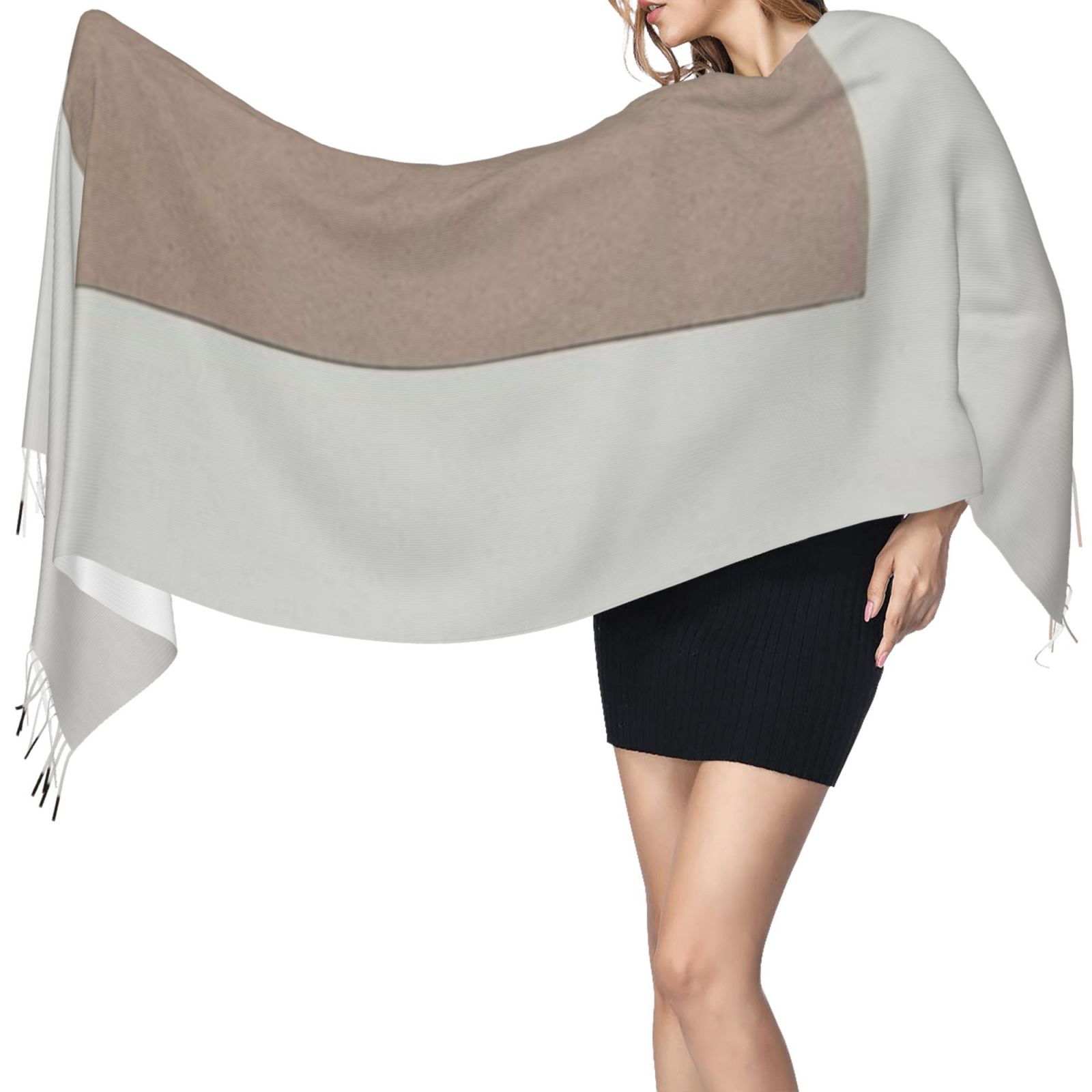 Faux Cashmere Warm Tassel Scarf (Vertical)
